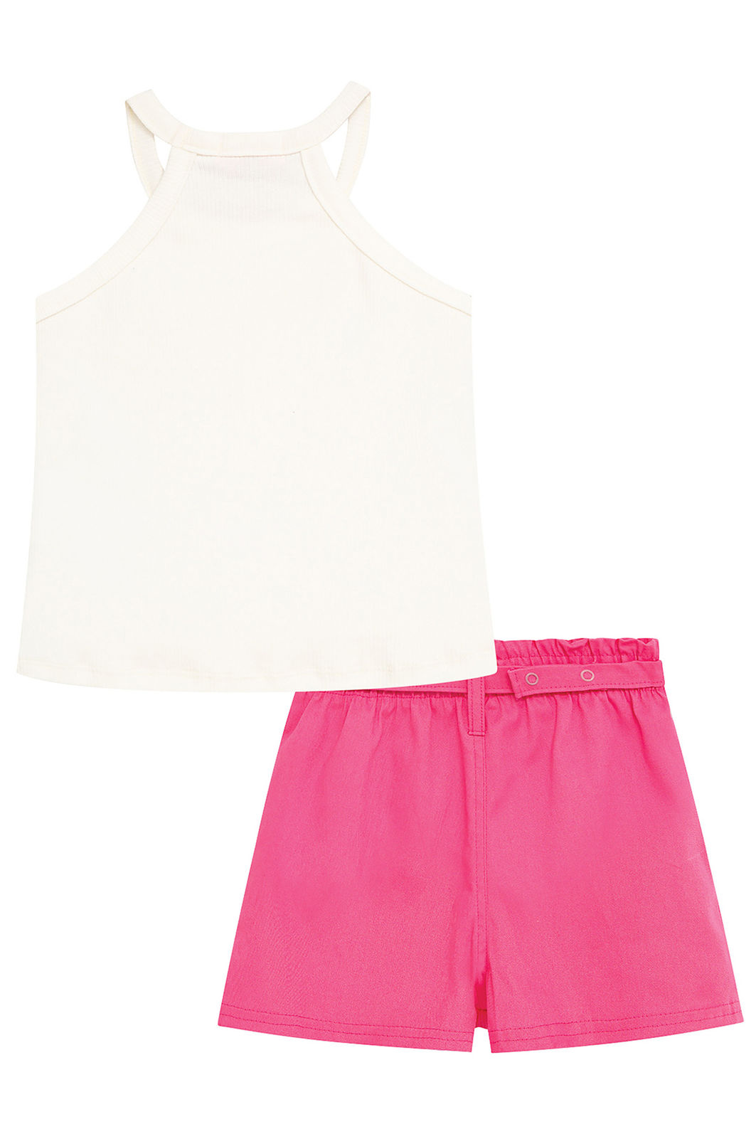 Conjunto de regata em canelado e shorts em sarja com elastano 96684 Kukiê Infantil Menina