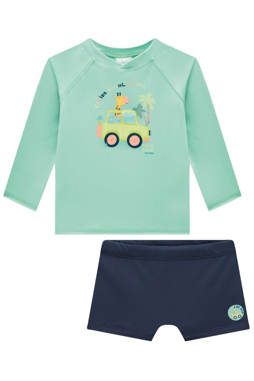 Conjunto de camiseta e sunga em malha UV dry com proteção UV50+ 95763 LucBoo Bebê Menino Conjunto de camiseta e sunga em malha UV dry com proteção UV50+ 95763 LucBoo Bebê Menino