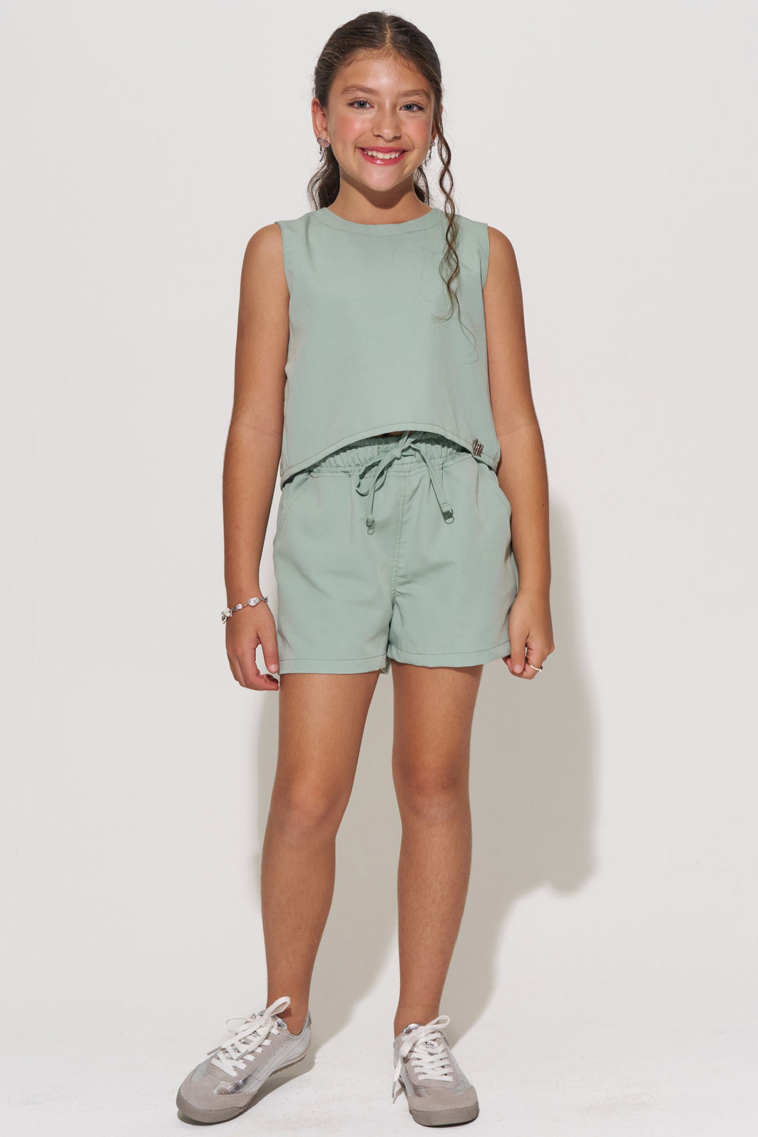 Conjunto de blusa e shorts em alfaiataria brunello 95923 Lilimoon Teen Menina