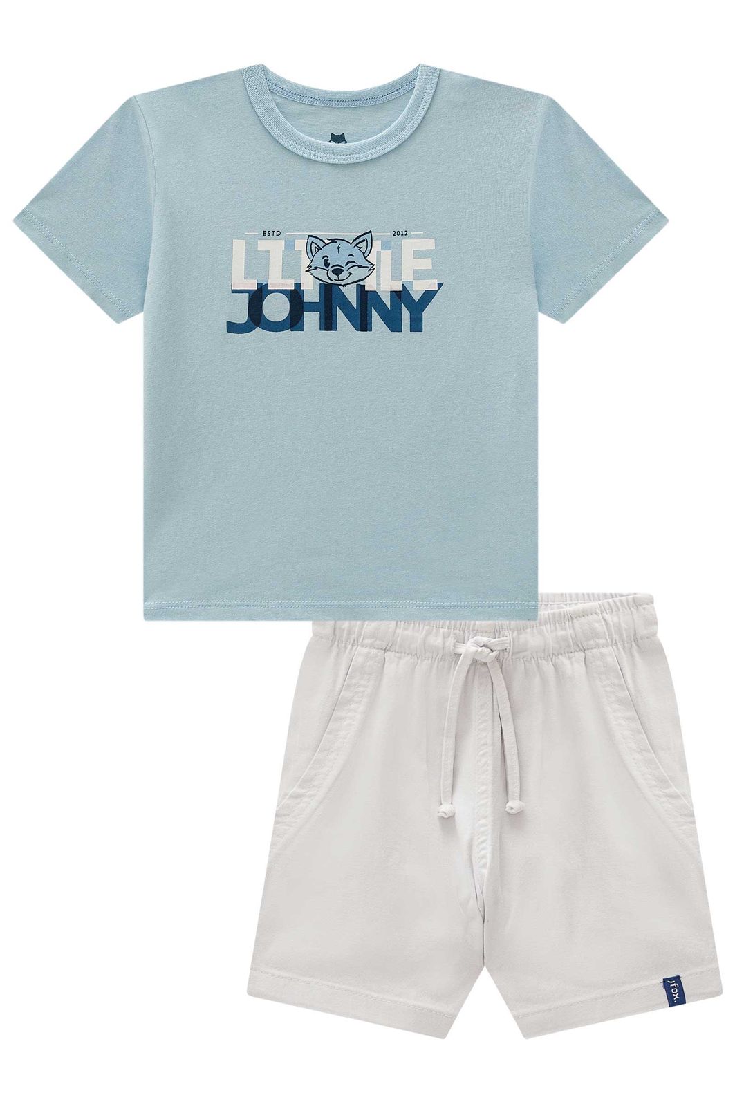 Conjunto de camiseta em meia malha e bermuda em sarja ônix com elastano 99244 Johnny Fox Teen Menino Conjunto de camiseta em meia malha e bermuda em sarja ônix com elastano 99244 Johnny Fox Teen Menino