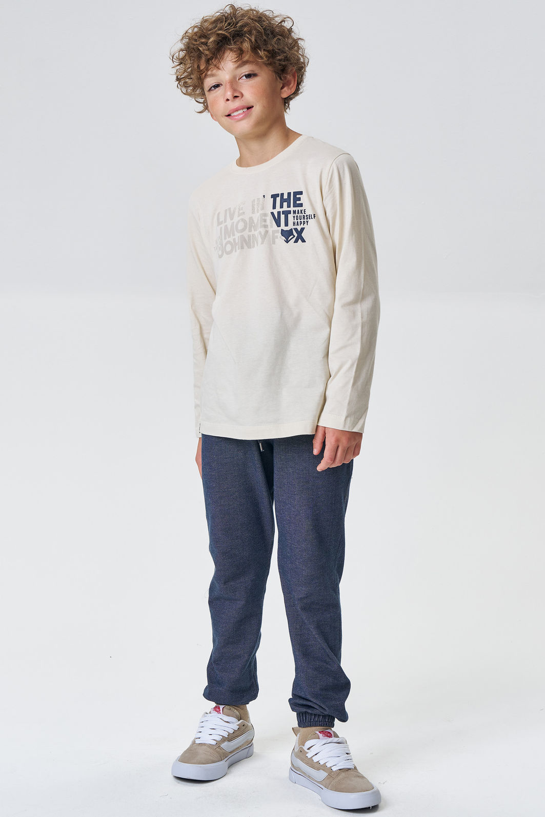 Calça jogger em malha denim com elastano 92661 Johnny Fox Teen Menino Calça jogger em malha denim com elastano 92661 Johnny Fox Teen Menino