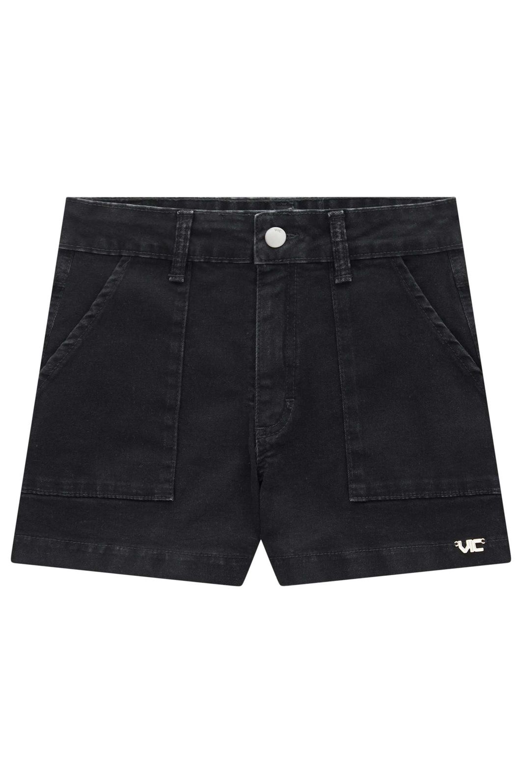 Shorts em jeans black com elastano 97950 Vic Teen Menina Shorts em jeans black com elastano 97950 Vic Teen Menina
