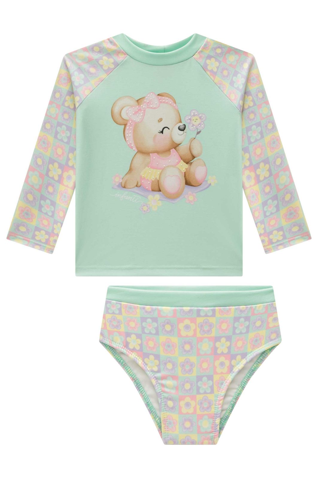 Conjunto de blusa e calcinha em malha UV dry com proteção UV 50+ 93187 Infanti Bebê Menina Conjunto de blusa e calcinha em malha UV dry com proteção UV 50+ 93187 Infanti Bebê Menina