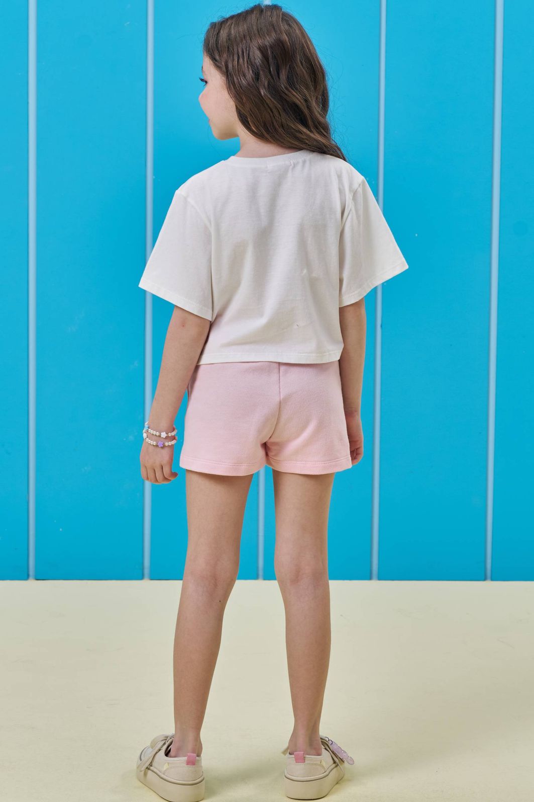 Conjunto de blusa em meia malha e shorts em moletom sem pelúcia 96576 Kukiê Infantil Menina Conjunto de blusa em meia malha e shorts em moletom sem pelúcia 96576 Kukiê Infantil Menina