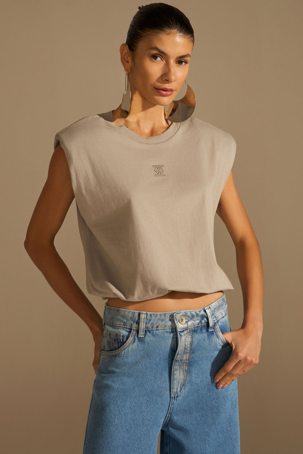Blusa em malha de algodão premium 95834 Linzzi Blusa em malha de algodão premium 95834 Linzzi