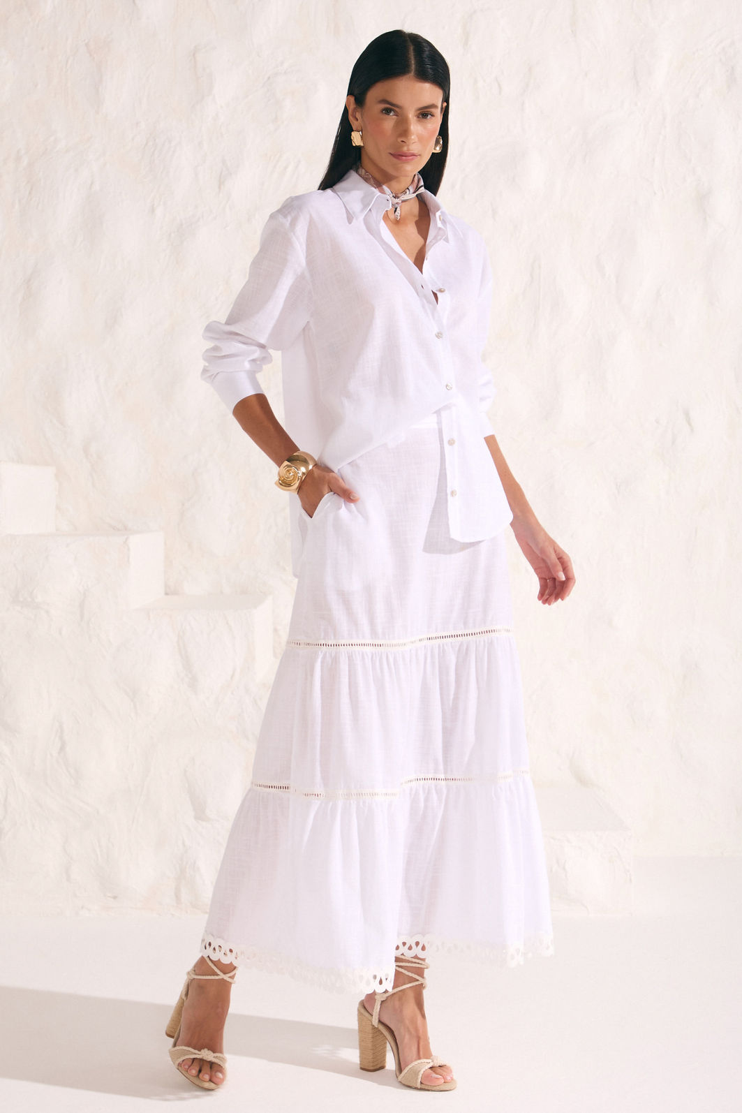 Saia maxi midi em viscose de linho 86573 Linzzi Saia maxi midi em viscose de linho 86573 Linzzi