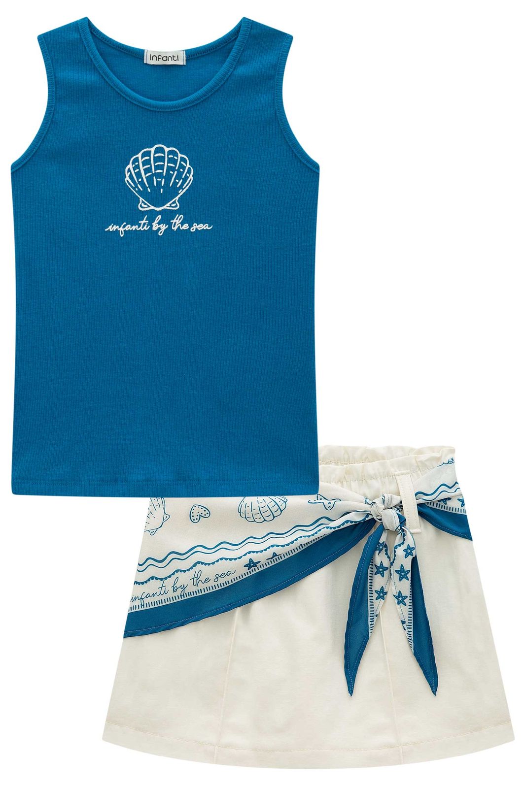 Conjunto de regata em canelado liz e short saia em sarja com elastano 98920 Infanti Infantil Menina Conjunto de regata em canelado liz e short saia em sarja com elastano 98920 Infanti Infantil Menina