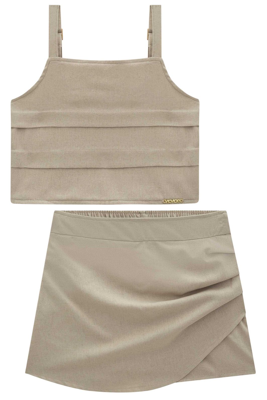 Conjunto de regata e short saia em linho blend 94397 Vic Teen Menina