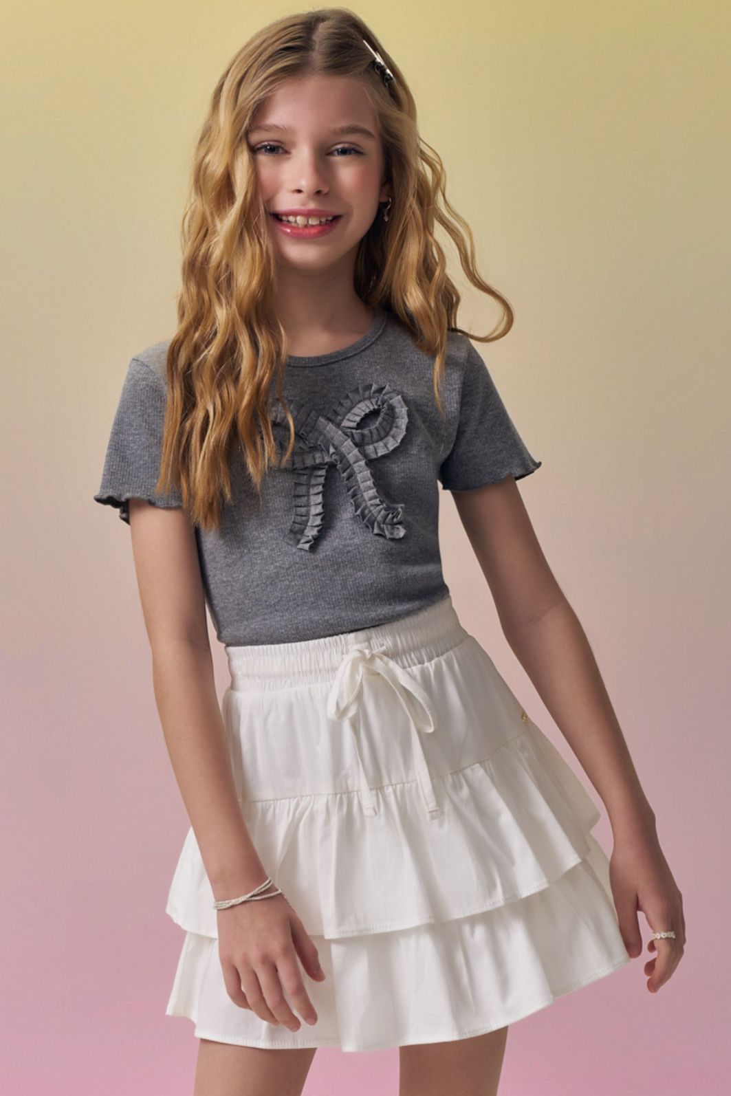 Saia em tricoline com elastano e shorts embutido 95342 Vic Teen Menina Saia em tricoline com elastano e shorts embutido 95342 Vic Teen Menina