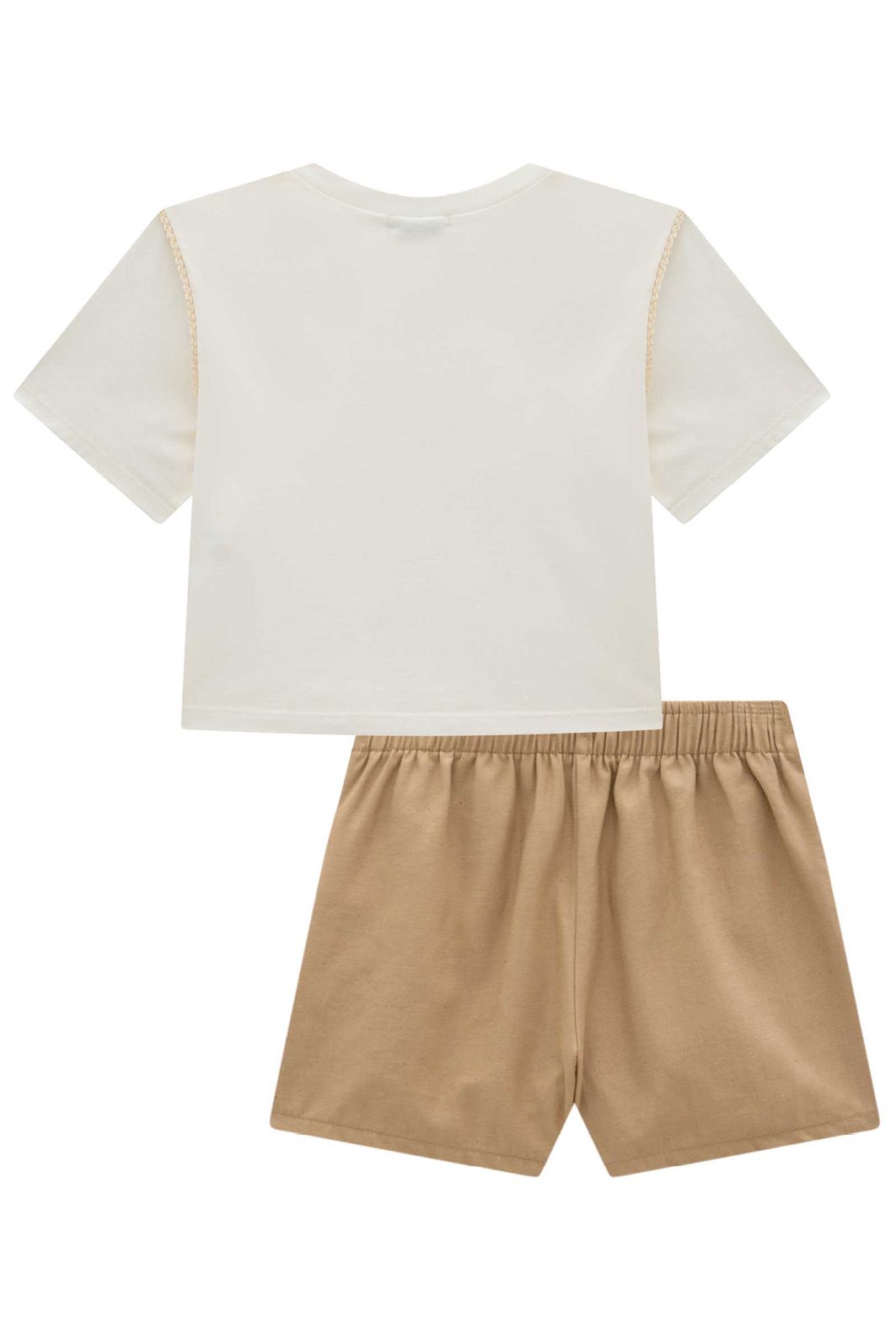 Conjunto de blusa em meia malha e short saia em linho santorine com elastano 98822 Infanti Infantil Menina