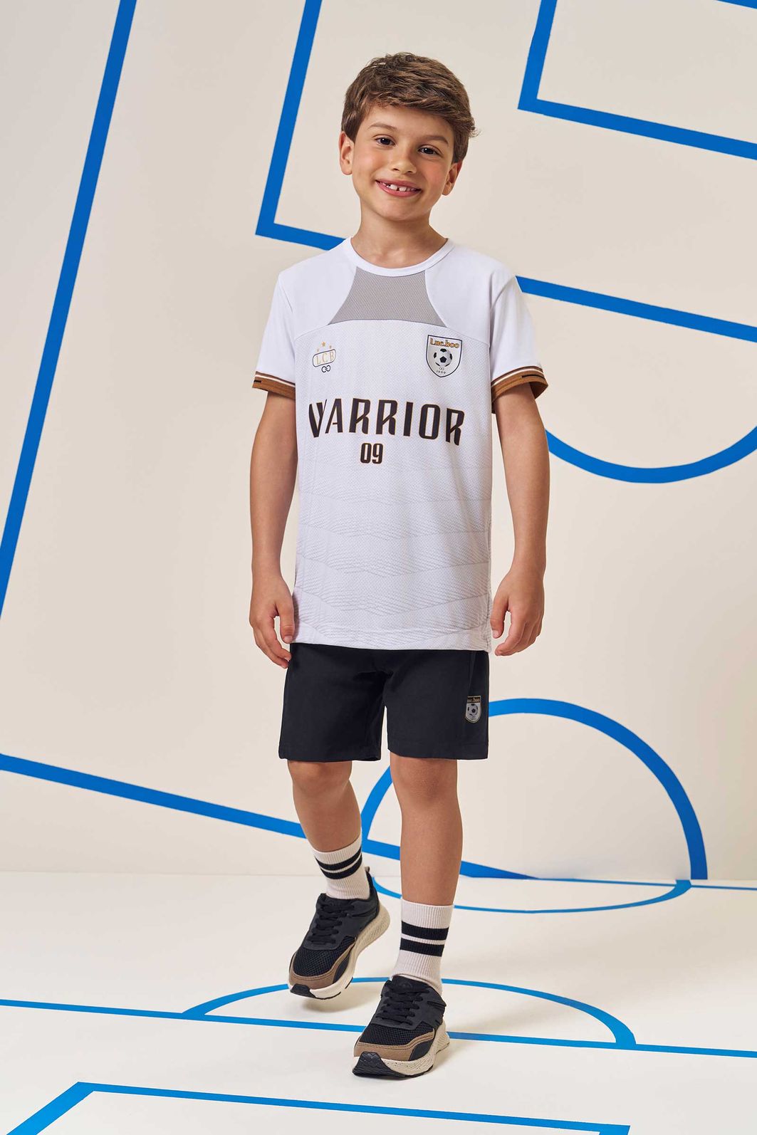 Conjunto de camiseta em malha dry sport e bermuda em nylon super soft com elastano 96733 LucBoo Infantil Menino