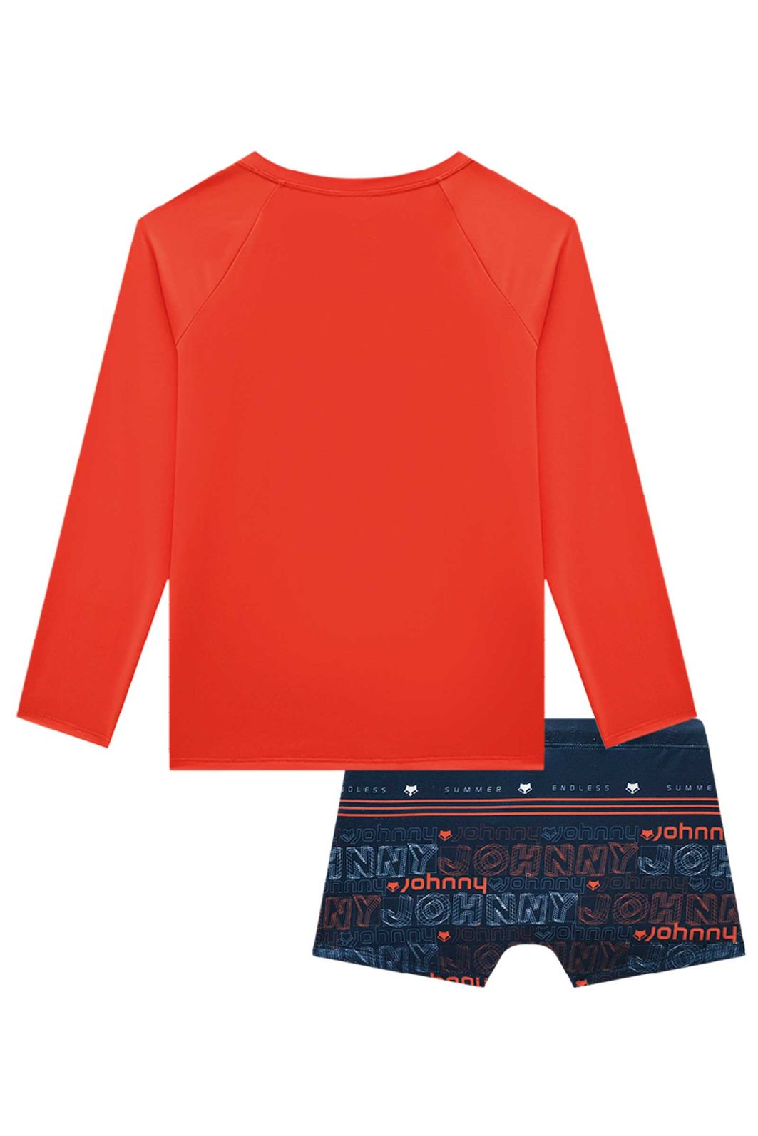 Conjunto de camiseta e sunga em malha uv dry com proteção UV50+ 97334 Johnny Fox Teen Menino Conjunto de camiseta e sunga em malha uv dry com proteção UV50+ 97334 Johnny Fox Teen Menino