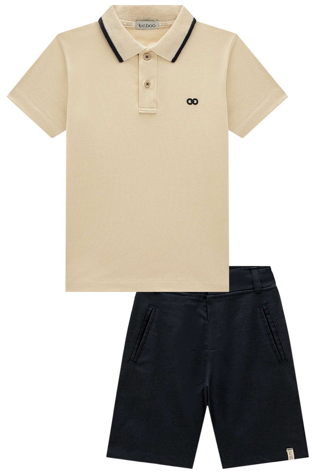 Conjunto de camisa polo em piquet com elastano e bermuda em linho santorine 99062 LucBoo Infantil Menino Conjunto de camisa polo em piquet com elastano e bermuda em linho santorine 99062 LucBoo Infantil Menino