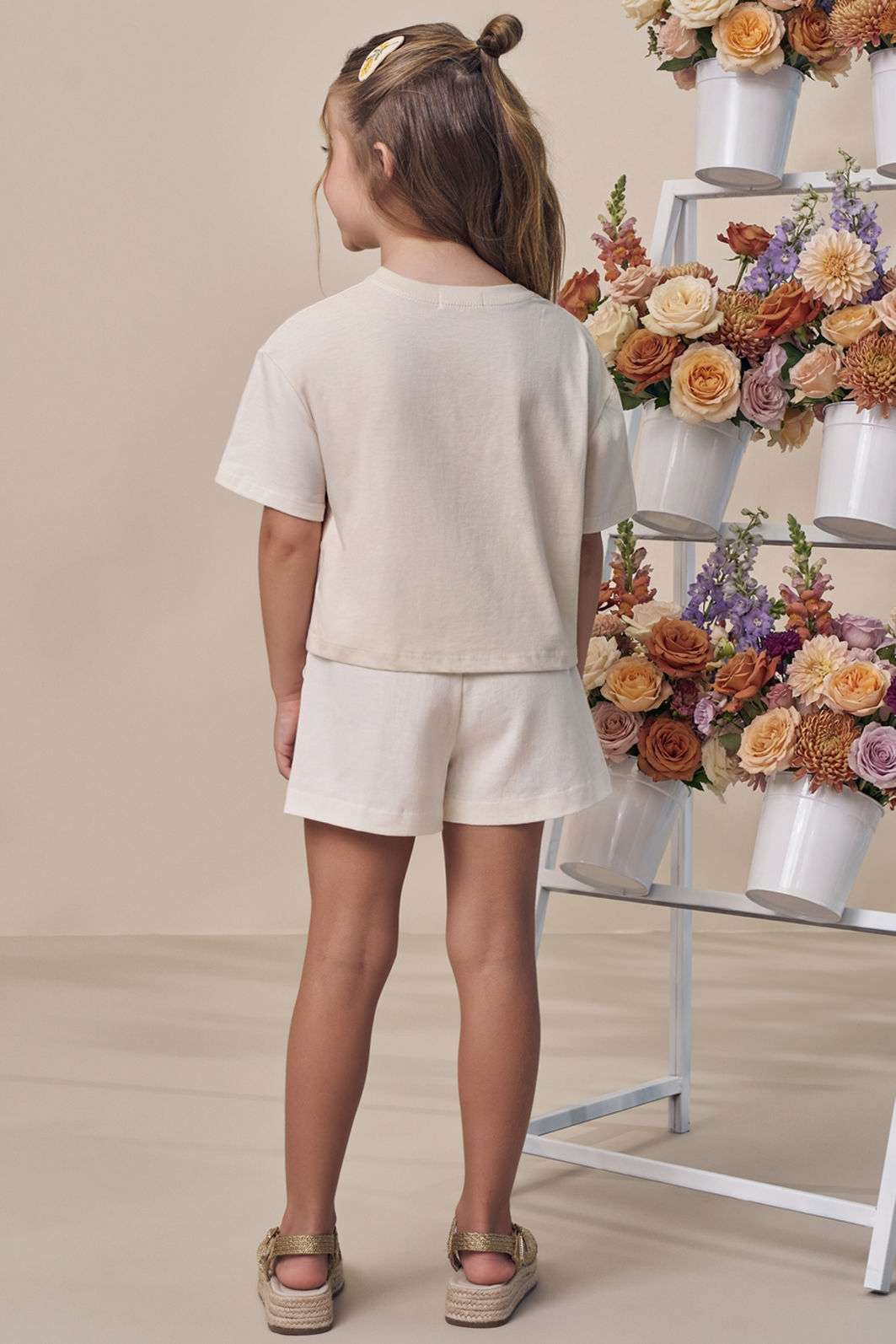 Conjunto de blusa em meia malha com shorts de sarja com elastano 98891 Infanti Infantil Menina Conjunto de blusa em meia malha com shorts de sarja com elastano 98891 Infanti Infantil Menina