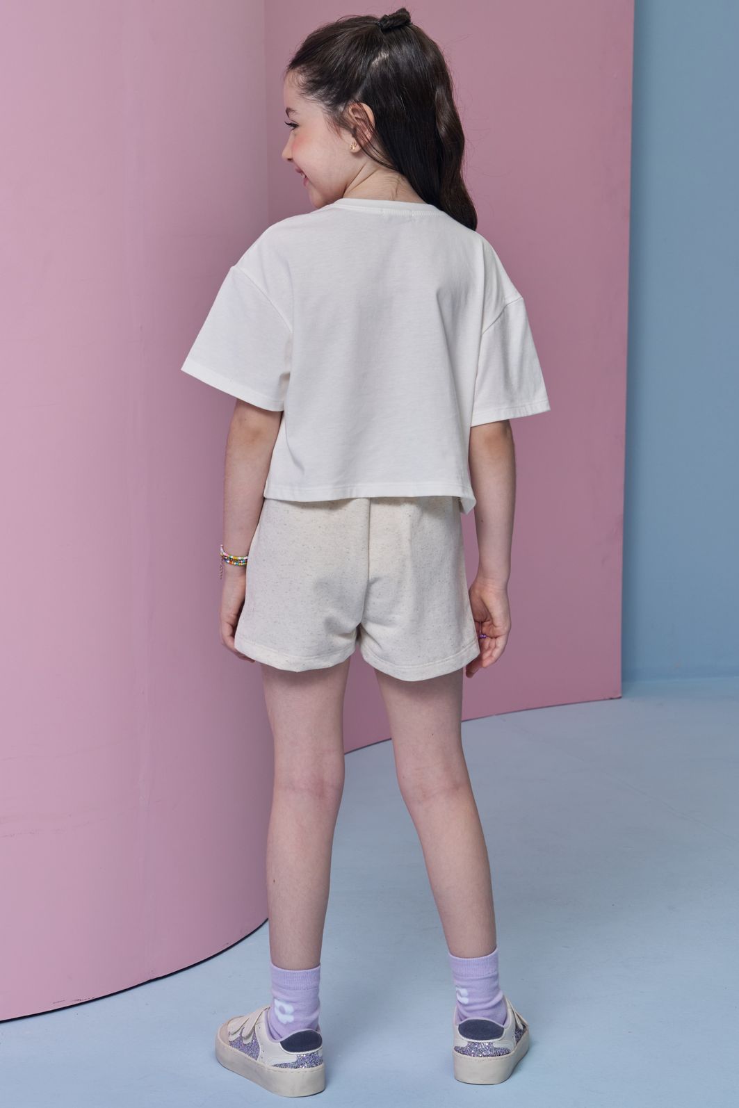 Conjunto de blusa em meia malha e shorts em moletom linho sem pelúcia 96365 Infanti Infantil Menina Conjunto de blusa em meia malha e shorts em moletom linho sem pelúcia 96365 Infanti Infantil Menina