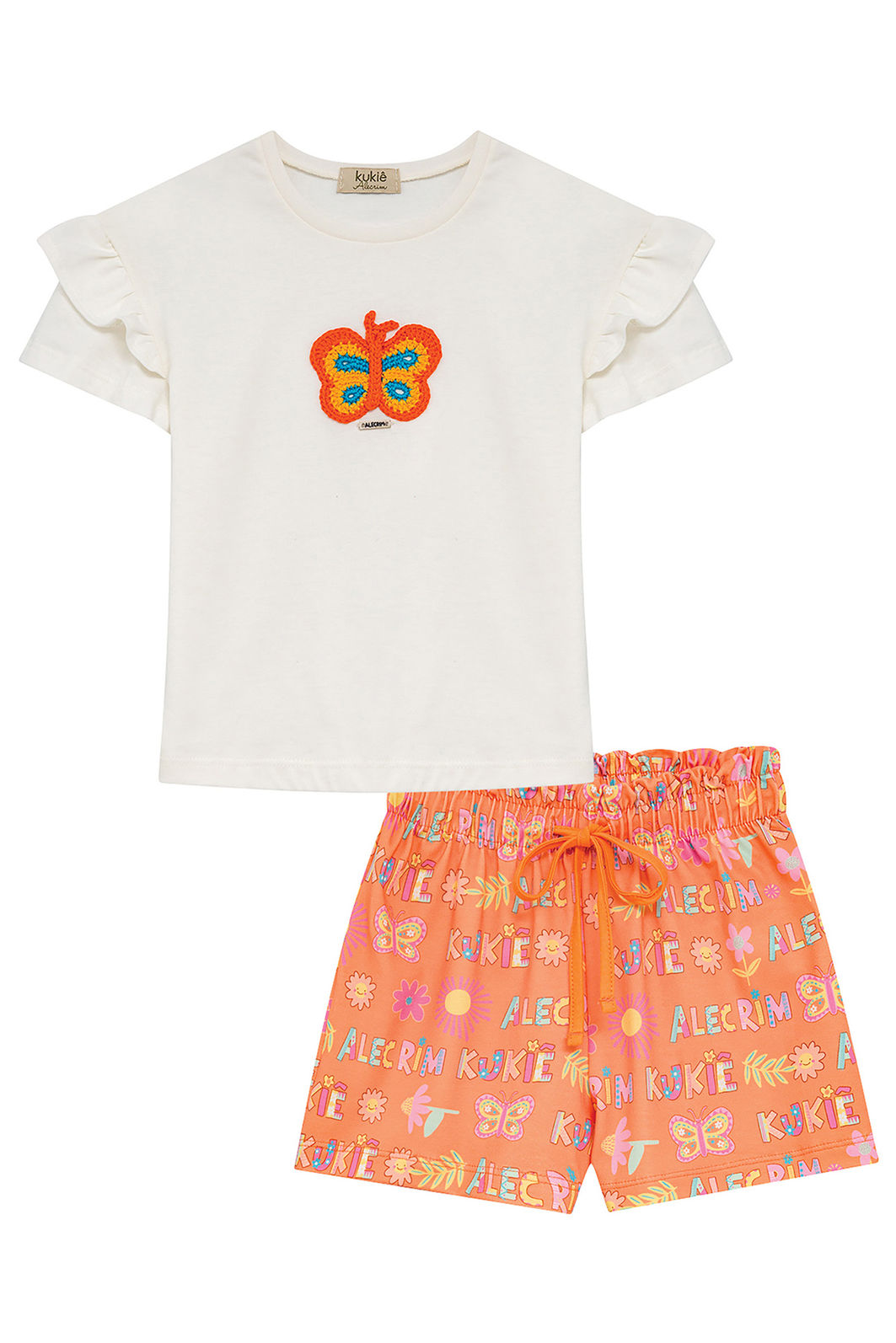 Conjunto de blusa em meia malha e shorts em molecotton 95122 Kukiê Infantil Menina Conjunto de blusa em meia malha e shorts em molecotton 95122 Kukiê Infantil Menina