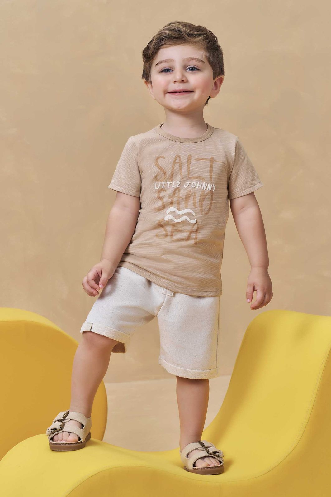 Conjunto de camiseta em malha mesclada e bermuda em moletom linho sem pelúcia 95167 Johnny Fox Teen Menino Conjunto de camiseta em malha mesclada e bermuda em moletom linho sem pelúcia 95167 Johnny Fox Teen Menino