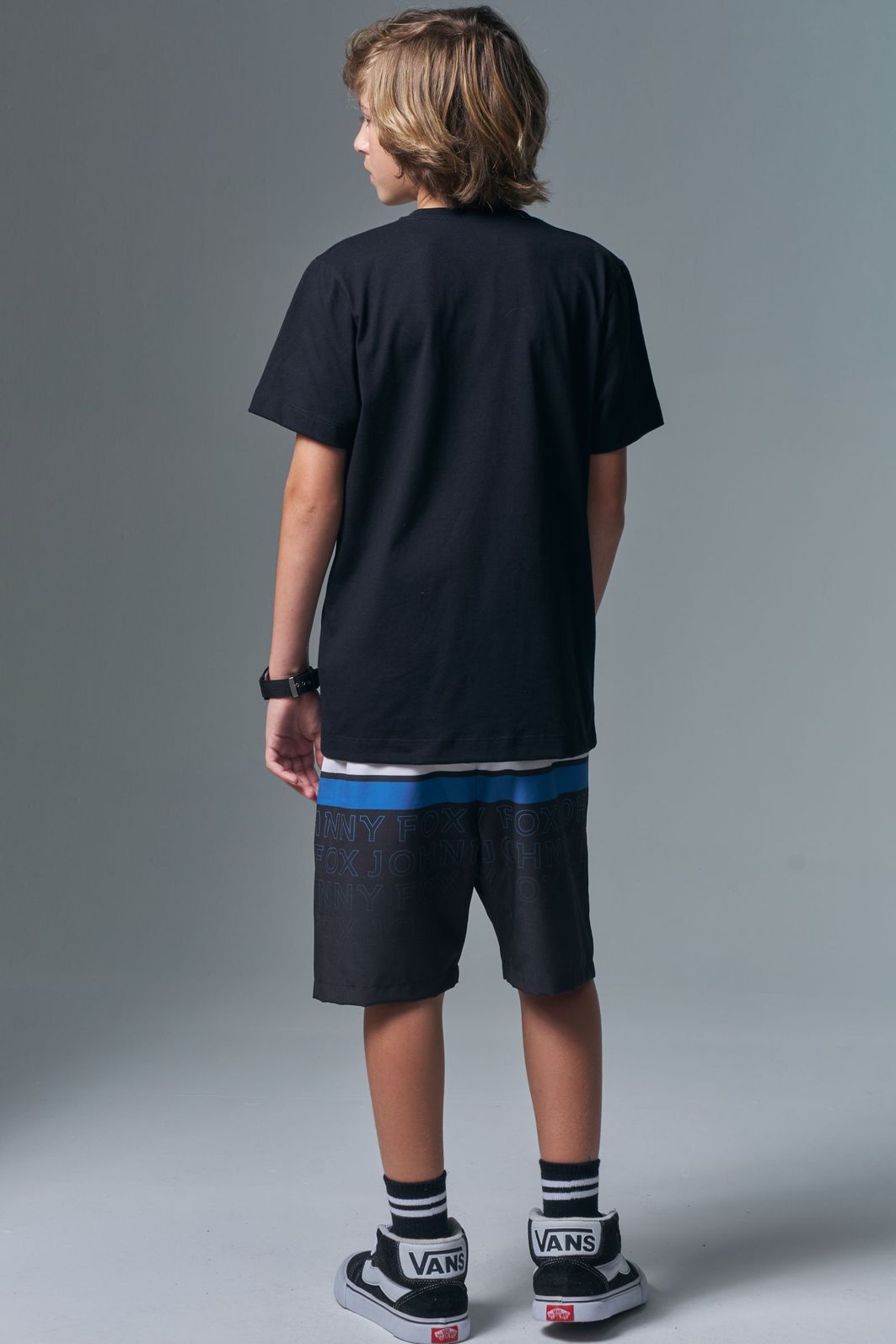 Conjunto de camiseta em meia malha e bermuda em nylon ergonomic com elastano 96865 Johnny Fox Teen Menino Conjunto de camiseta em meia malha e bermuda em nylon ergonomic com elastano 96865 Johnny Fox Teen Menino