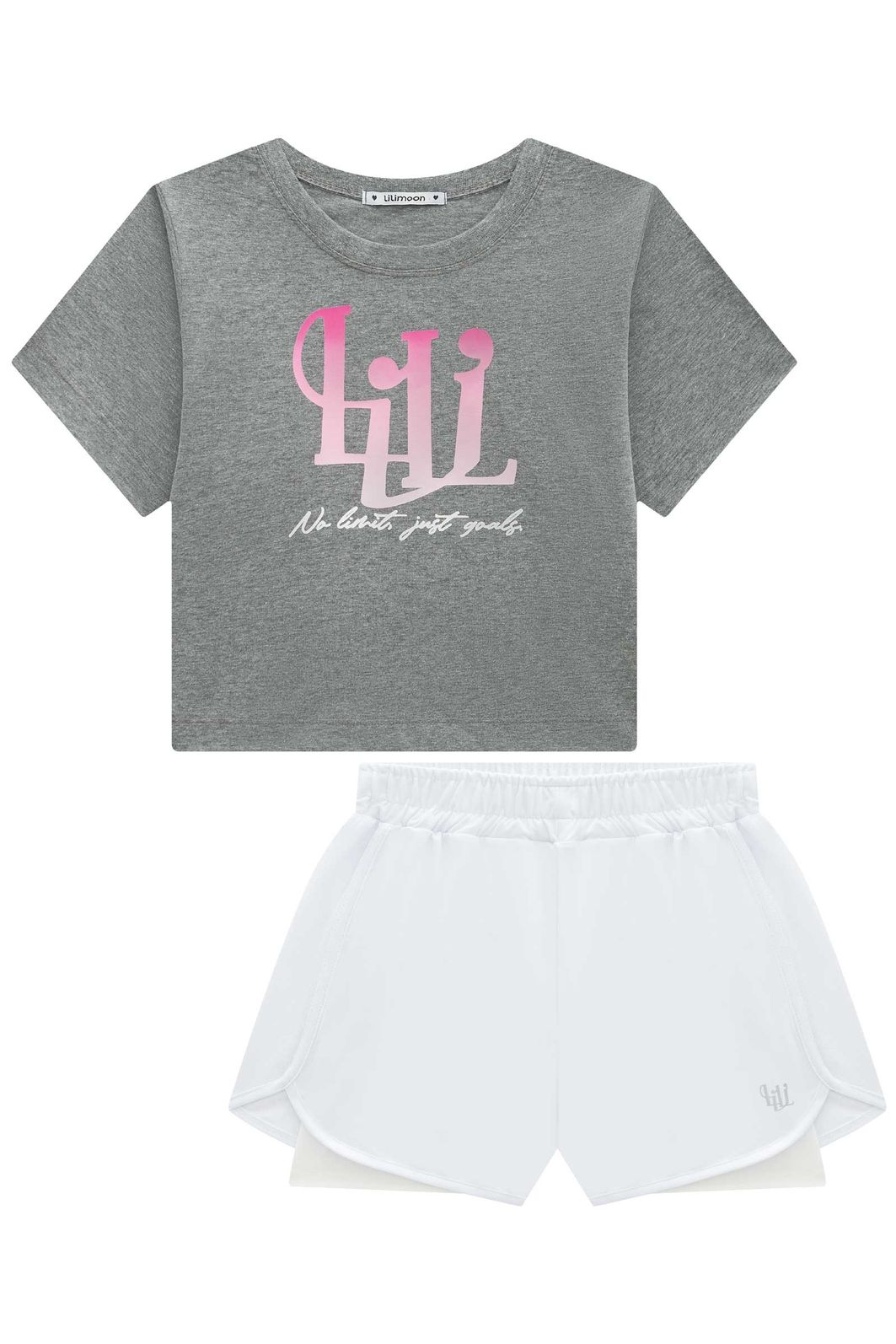 Conjunto de blusa em meia malha e shorts em malha yuki 96486 Lilimoon Teen Menina Conjunto de blusa em meia malha e shorts em malha yuki 96486 Lilimoon Teen Menina