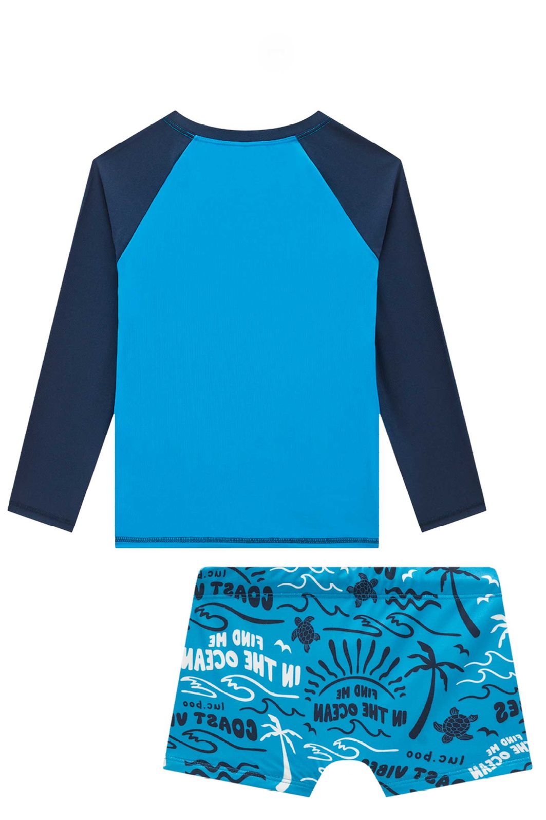 Conjunto de camiseta e sunga em malha UV dry com proteção UV50+ 96170 LucBoo Infantil Menino Conjunto de camiseta e sunga em malha UV dry com proteção UV50+ 96170 LucBoo Infantil Menino