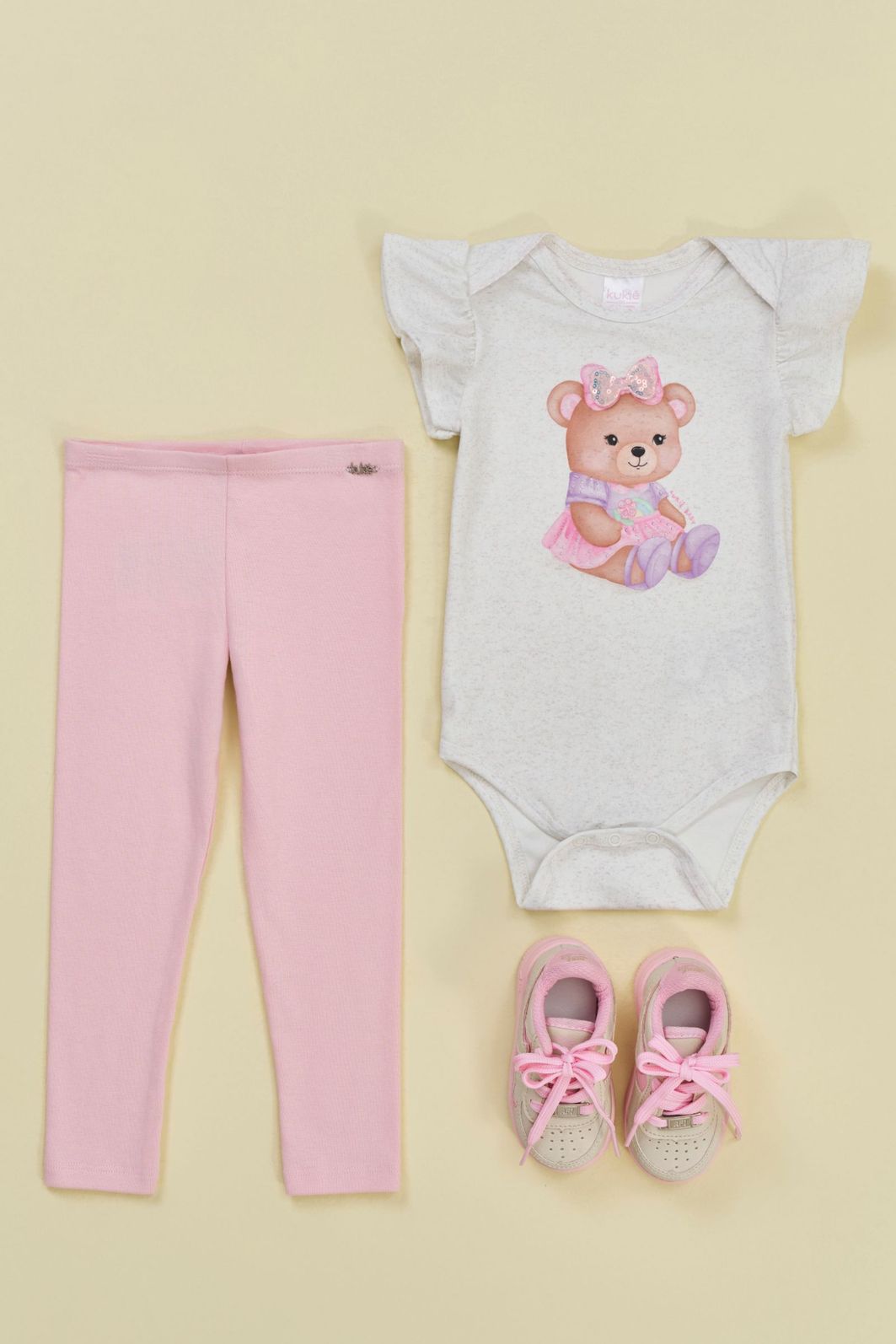 Calça legging em ribana 1x1 94703 Kukiê Bebê Menina Calça legging em ribana 1x1 94703 Kukiê Bebê Menina