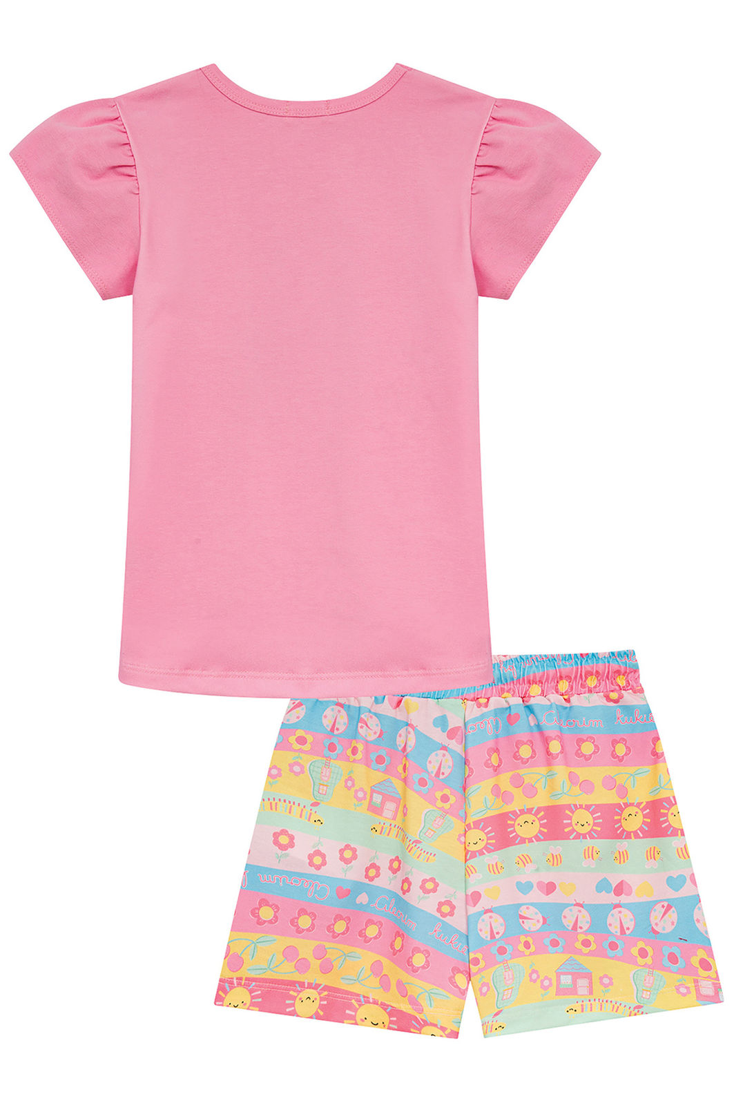 Conjunto de blusa em cotton e shorts em malha fresh 95261 Kukiê Infantil Menina Conjunto de blusa em cotton e shorts em malha fresh 95261 Kukiê Infantil Menina