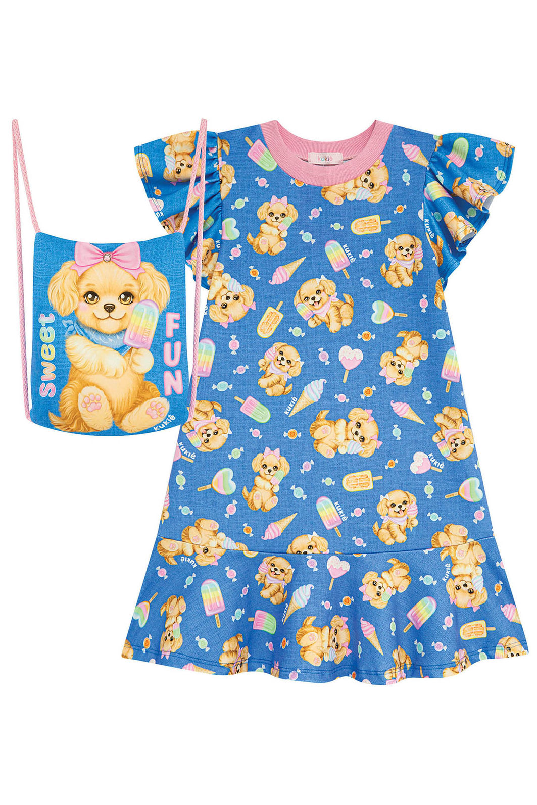 Vestido em molecotton (acompanha mochila) 96694 Kukiê Infantil Menina Vestido em molecotton (acompanha mochila) 96694 Kukiê Infantil Menina