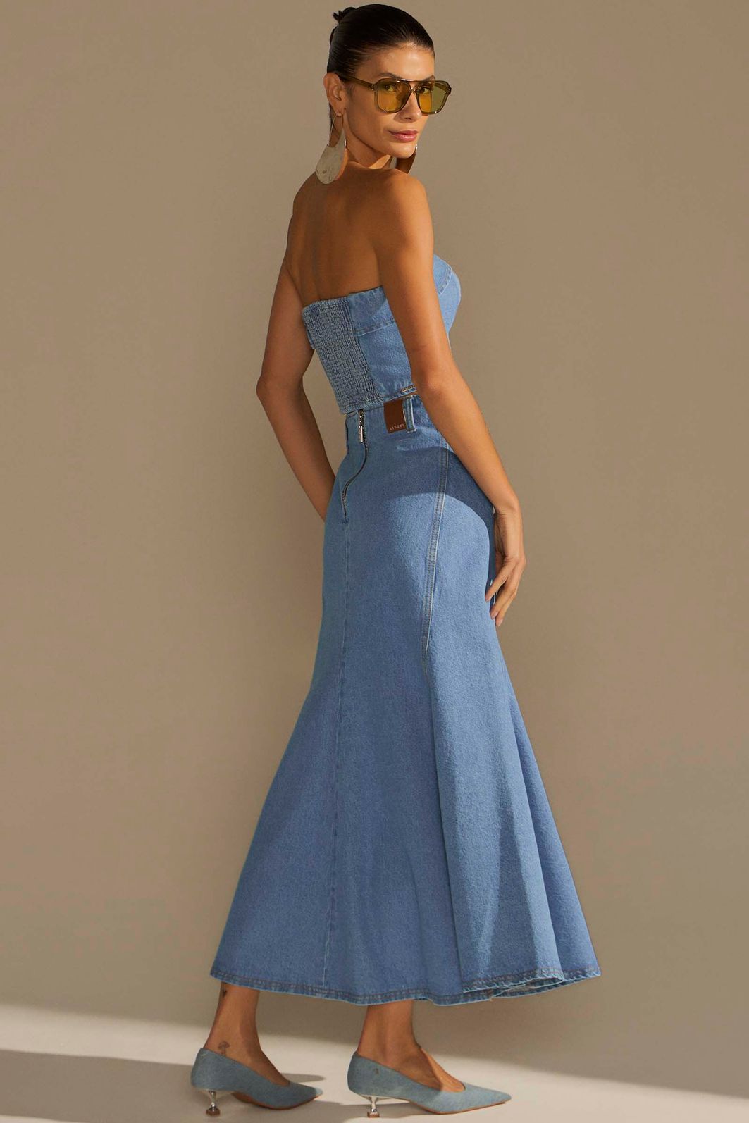Saia maxi midi em denim 94988 Linzzi Saia maxi midi em denim 94988 Linzzi
