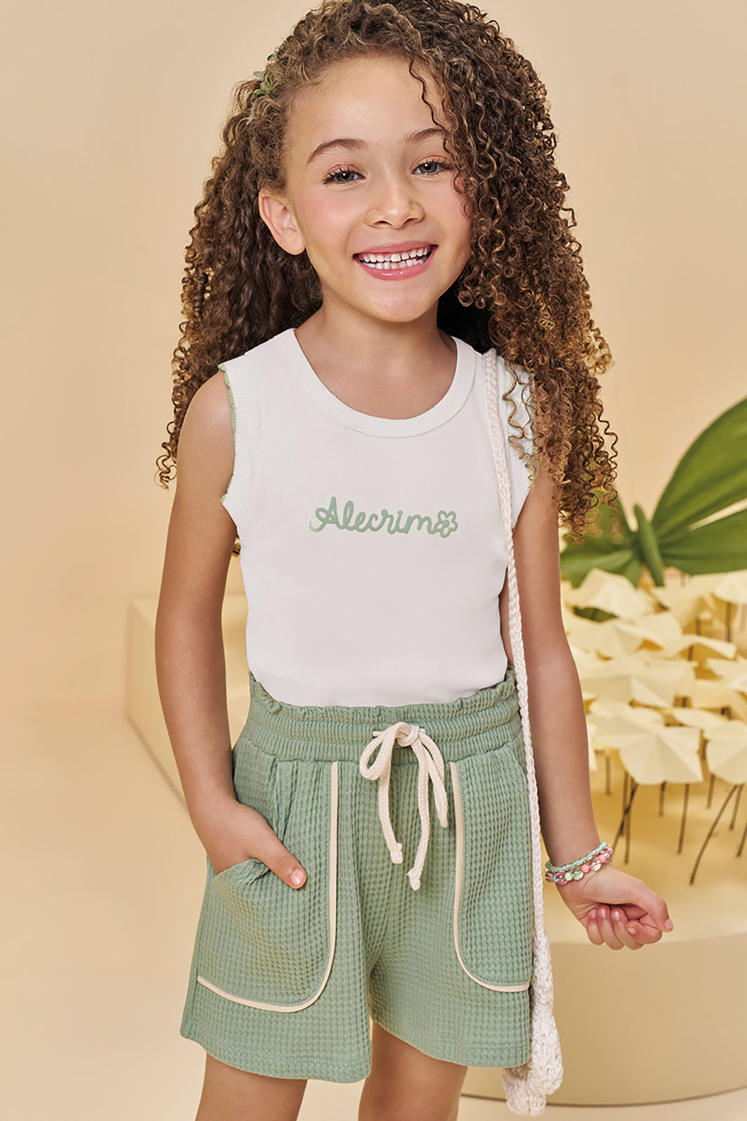 Conjunto de regata em cotton e shorts em malha big waffle 95568 Kukiê Infantil Menina Conjunto de regata em cotton e shorts em malha big waffle 95568 Kukiê Infantil Menina