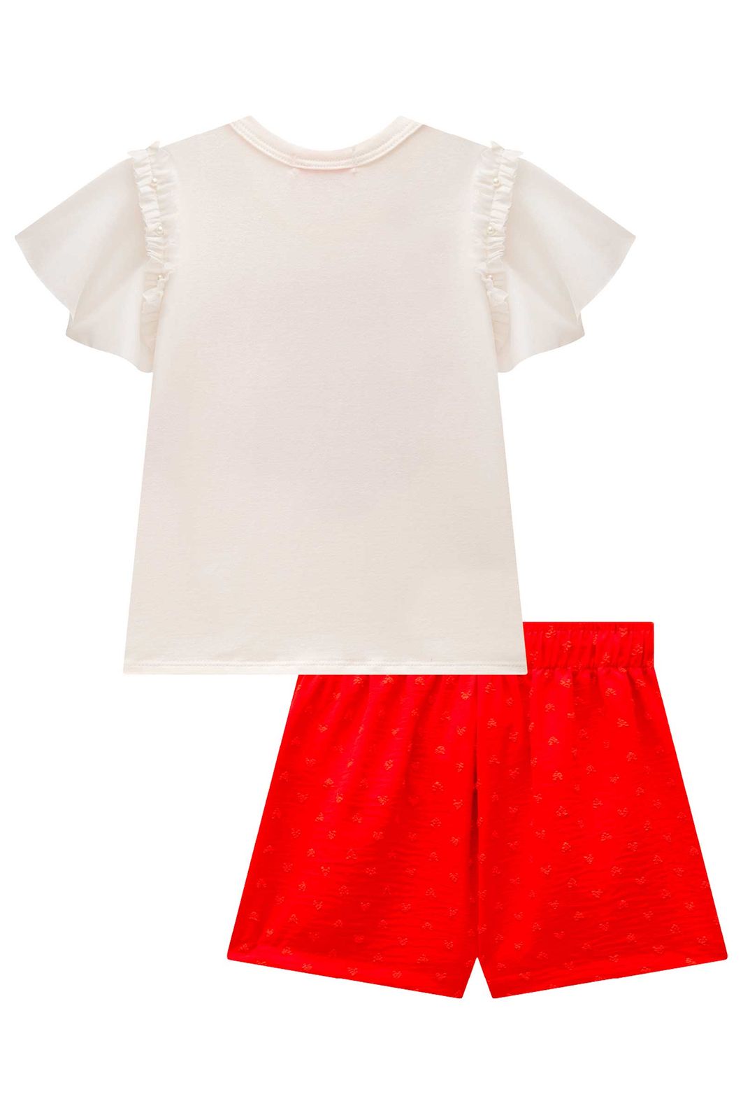 Conjunto de blusa em cotton e shorts em crepe textura 98672 Kukiê Infantil Menina Conjunto de blusa em cotton e shorts em crepe textura 98672 Kukiê Infantil Menina