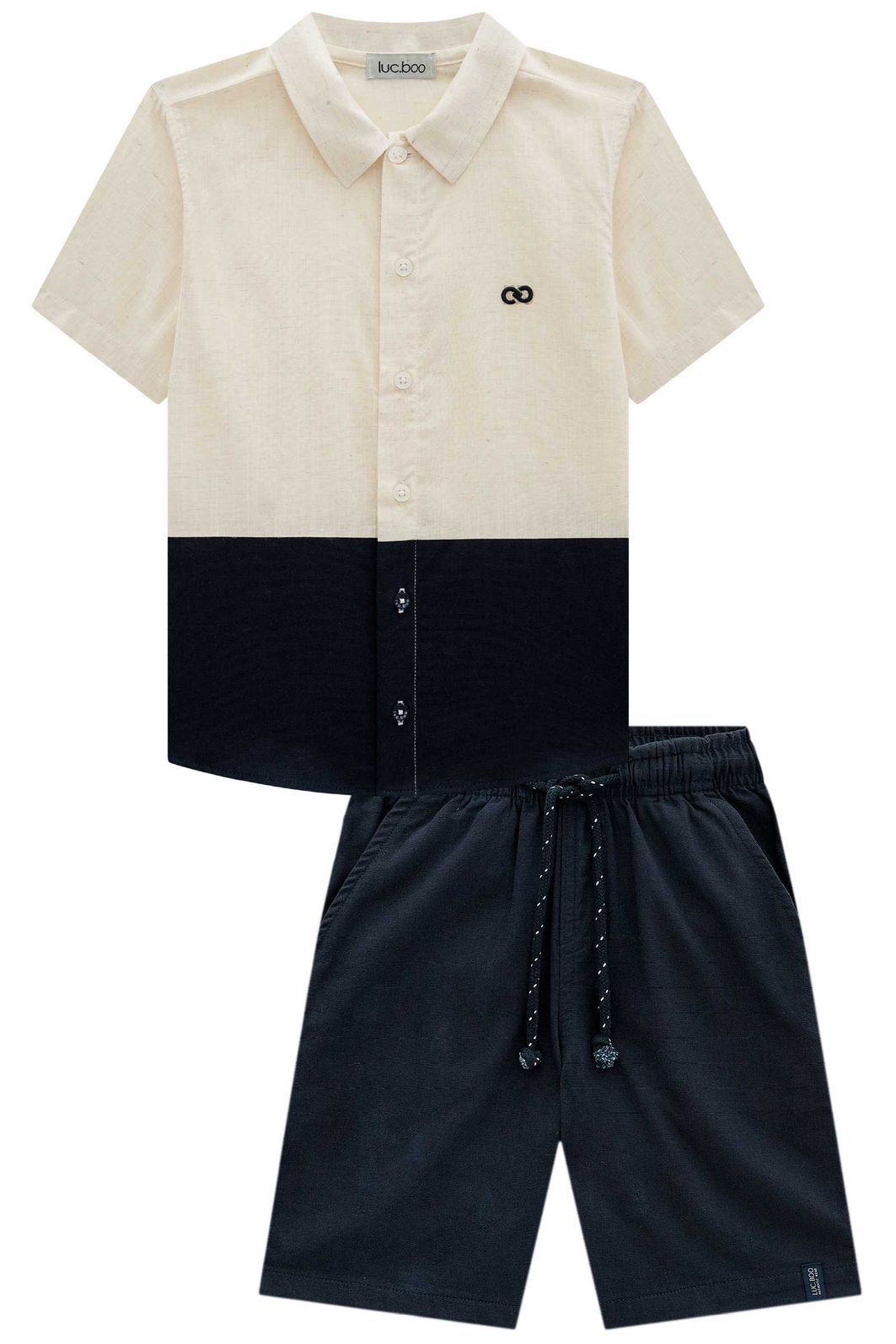 Conjunto de camisa em linho verano e bermuda em linho santorine com elastano 99318 LucBoo Infantil Menino Conjunto de camisa em linho verano e bermuda em linho santorine com elastano 99318 LucBoo Infantil Menino