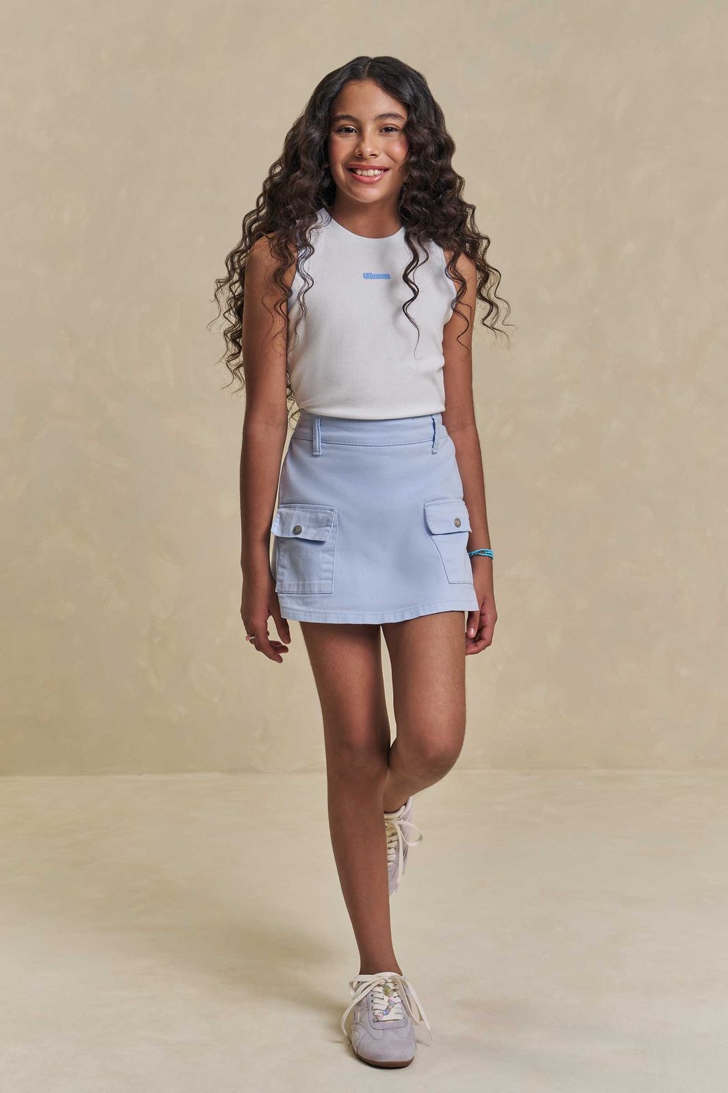 Conjunto de regata em canelado liz e short saia em sarja com elastano 96261 Lilimoon Teen Menina Conjunto de regata em canelado liz e short saia em sarja com elastano 96261 Lilimoon Teen Menina