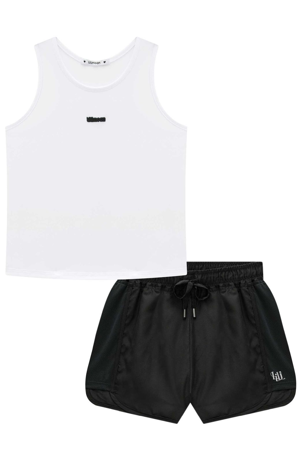 Conjunto de regata em malha yuki e shorts em nylon 96487 Lilimoon Teen Menina