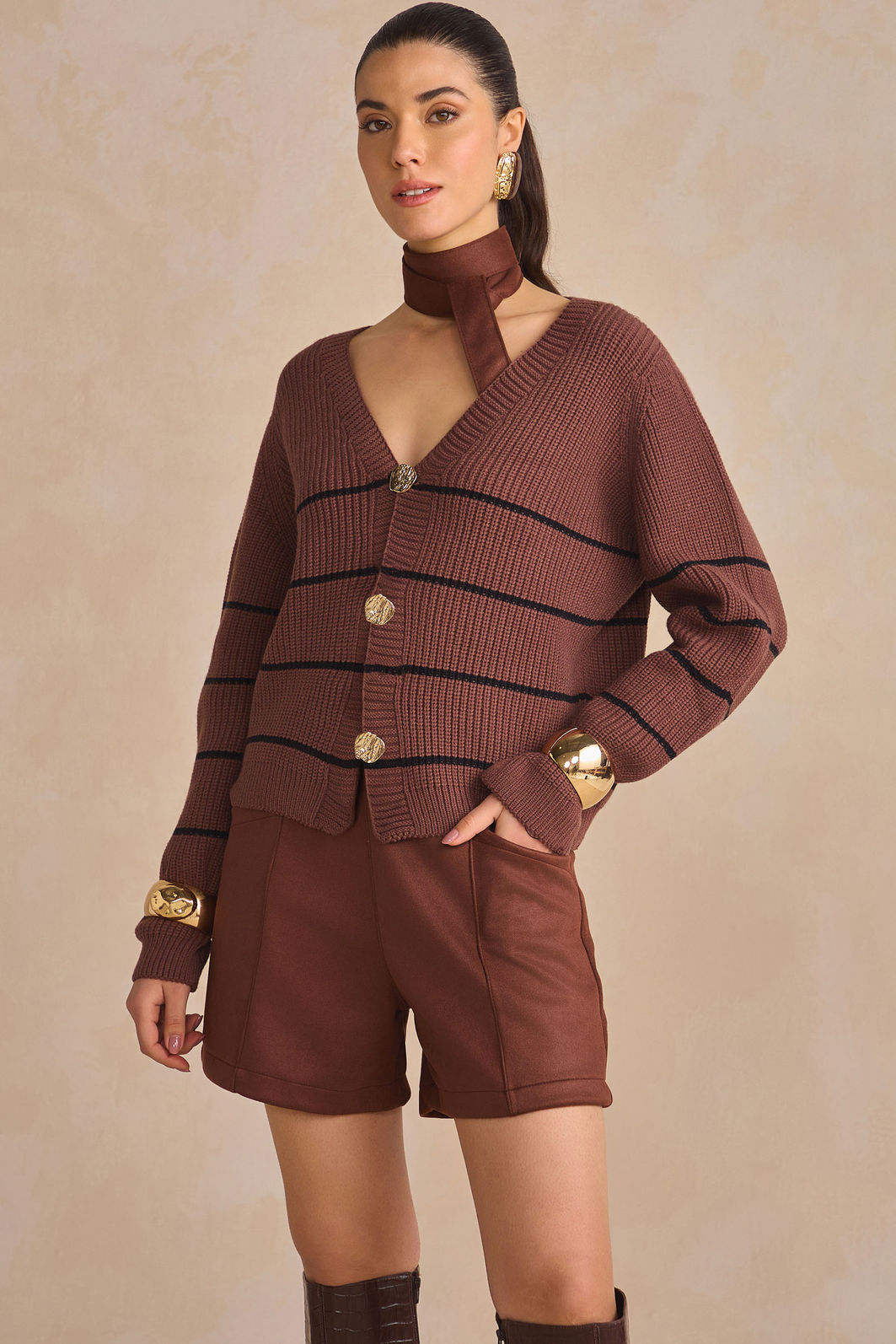 Cardigan em tricô 89055 Linzzi