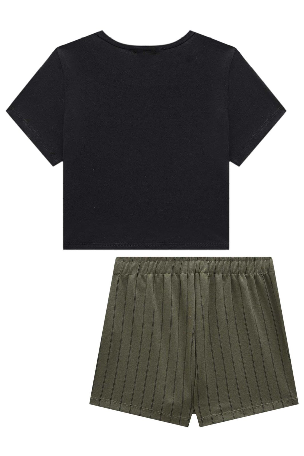 Conjunto de blusa em viscolycra e short saia em malha tailor fio tinto 95997 Vic Teen Menina