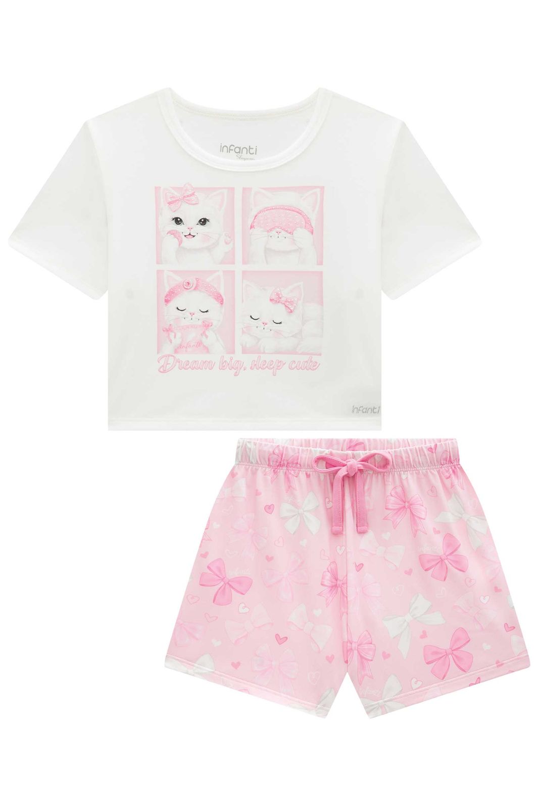 Conjunto de pijama de blusa em malha fresh com shorts em malha comfy 96036 Infanti Infantil Menina