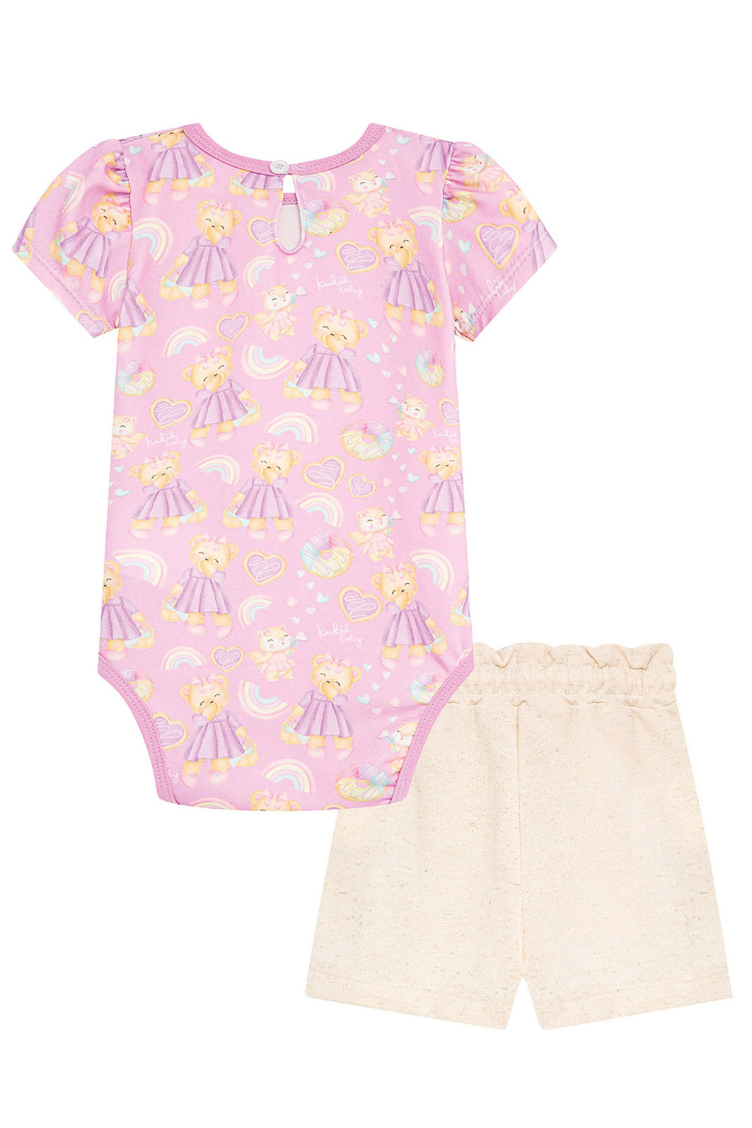 Conjunto de body em malha power e short saia em moletom sem pelúcia 92905 Kukiê Bebê Menina Conjunto de body em malha power e short saia em moletom sem pelúcia 92905 Kukiê Bebê Menina