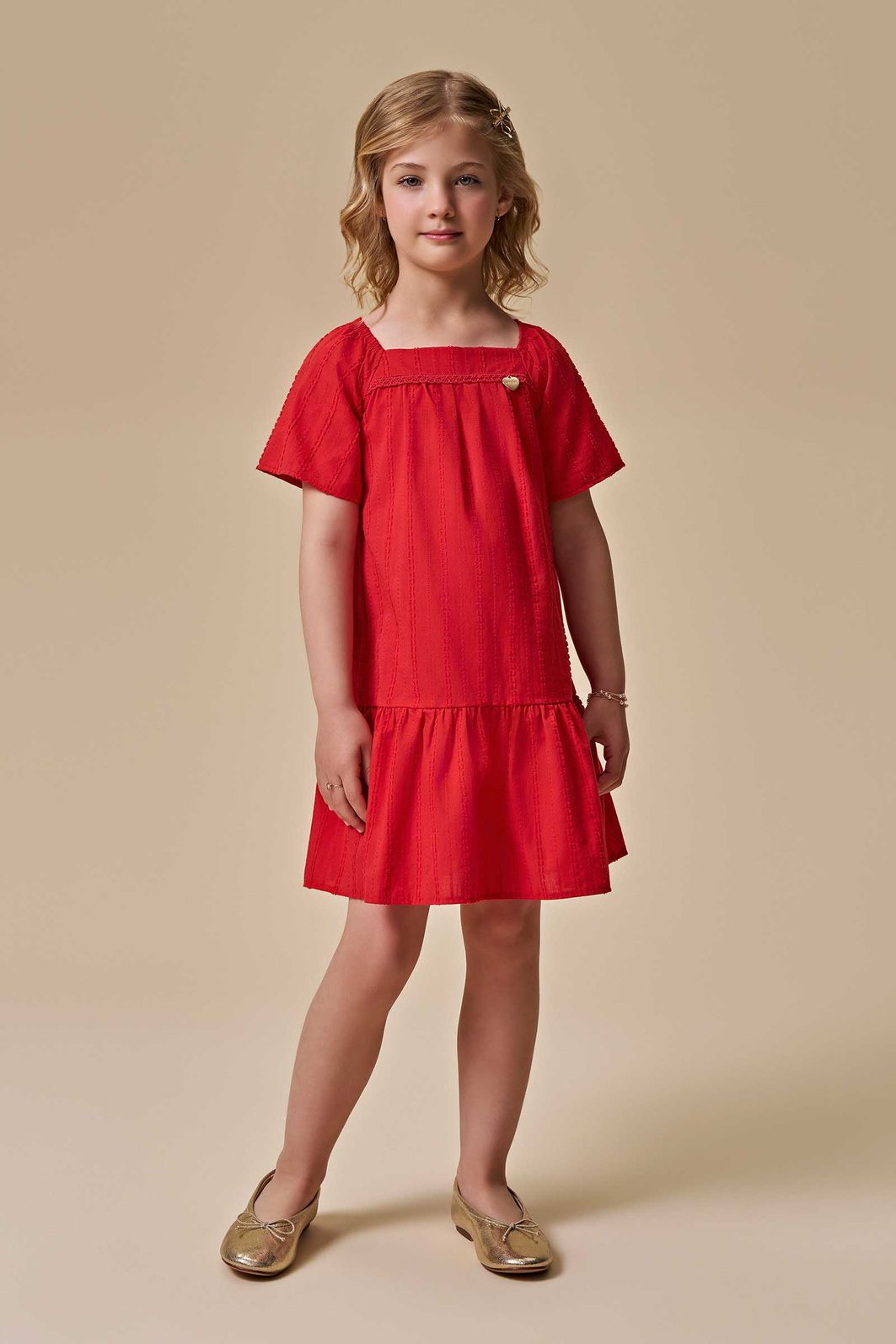Vestido em tricoline texturizado 95745 Infanti Infantil Menina Vestido em tricoline texturizado 95745 Infanti Infantil Menina