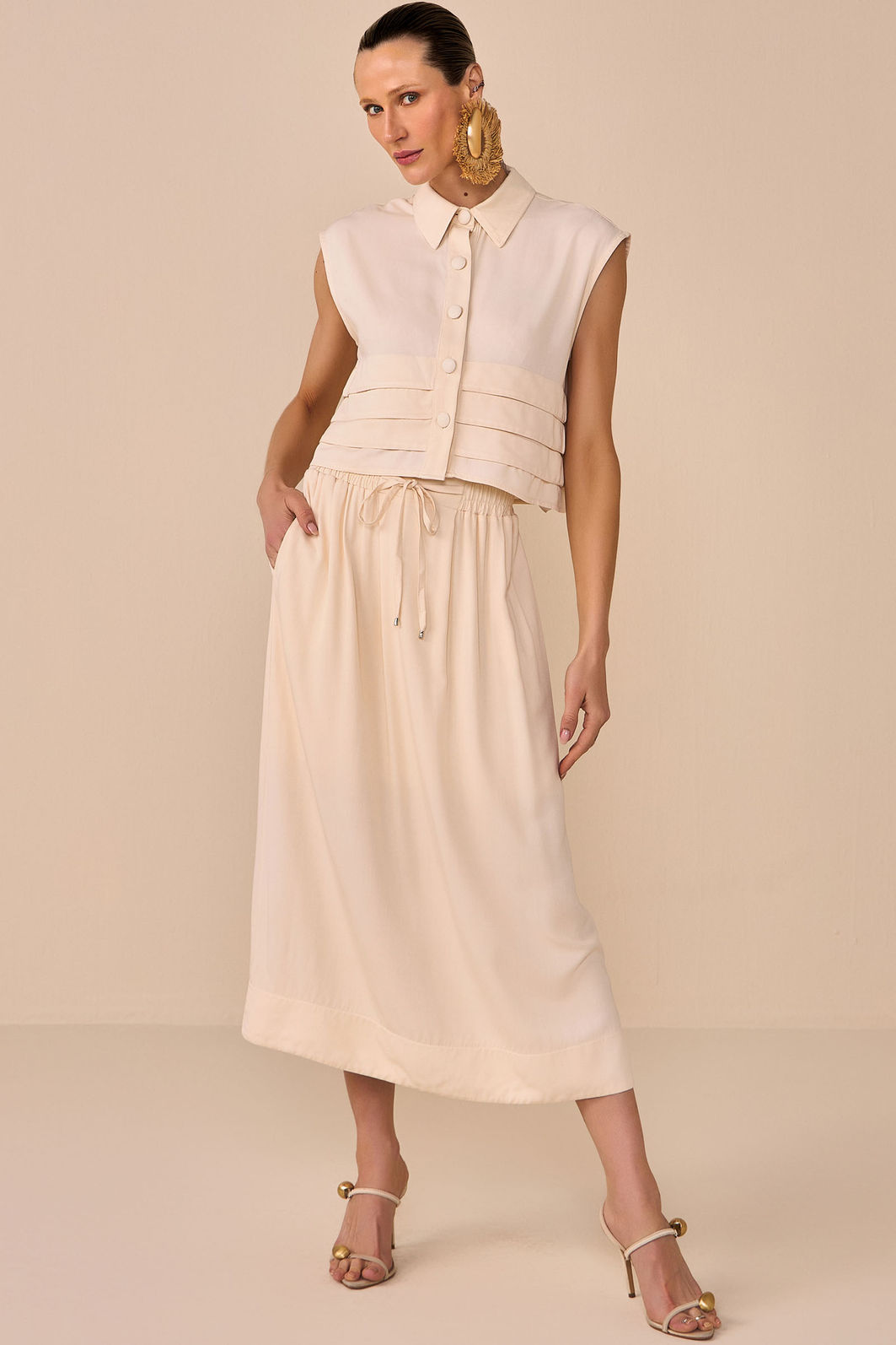 Camisa sem mangas em blend de viscose 96177 Linzzi Camisa sem mangas em blend de viscose 96177 Linzzi