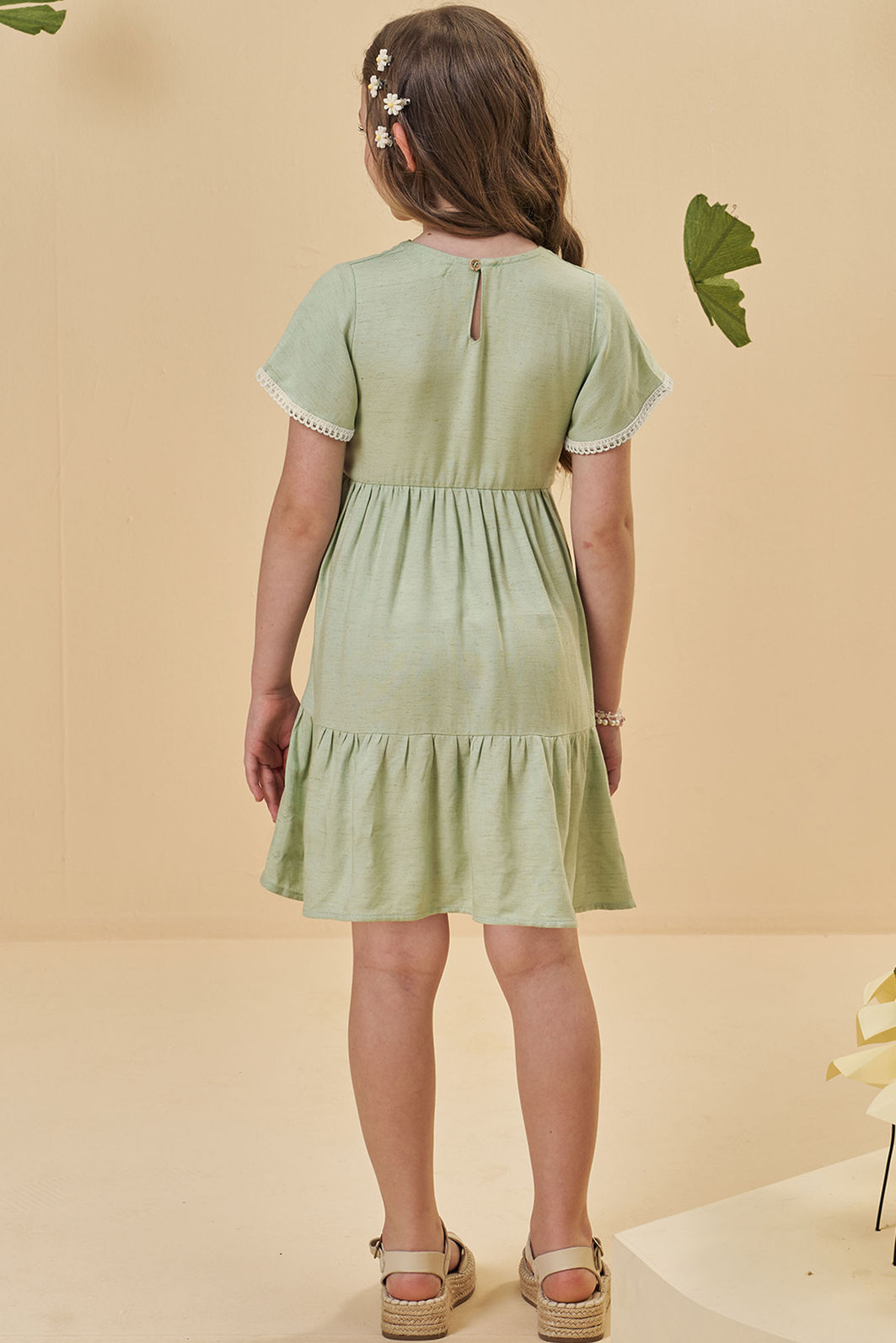 Vestido em tecido blend de linho 94260 Kukiê Infantil Menina Vestido em tecido blend de linho 94260 Kukiê Infantil Menina