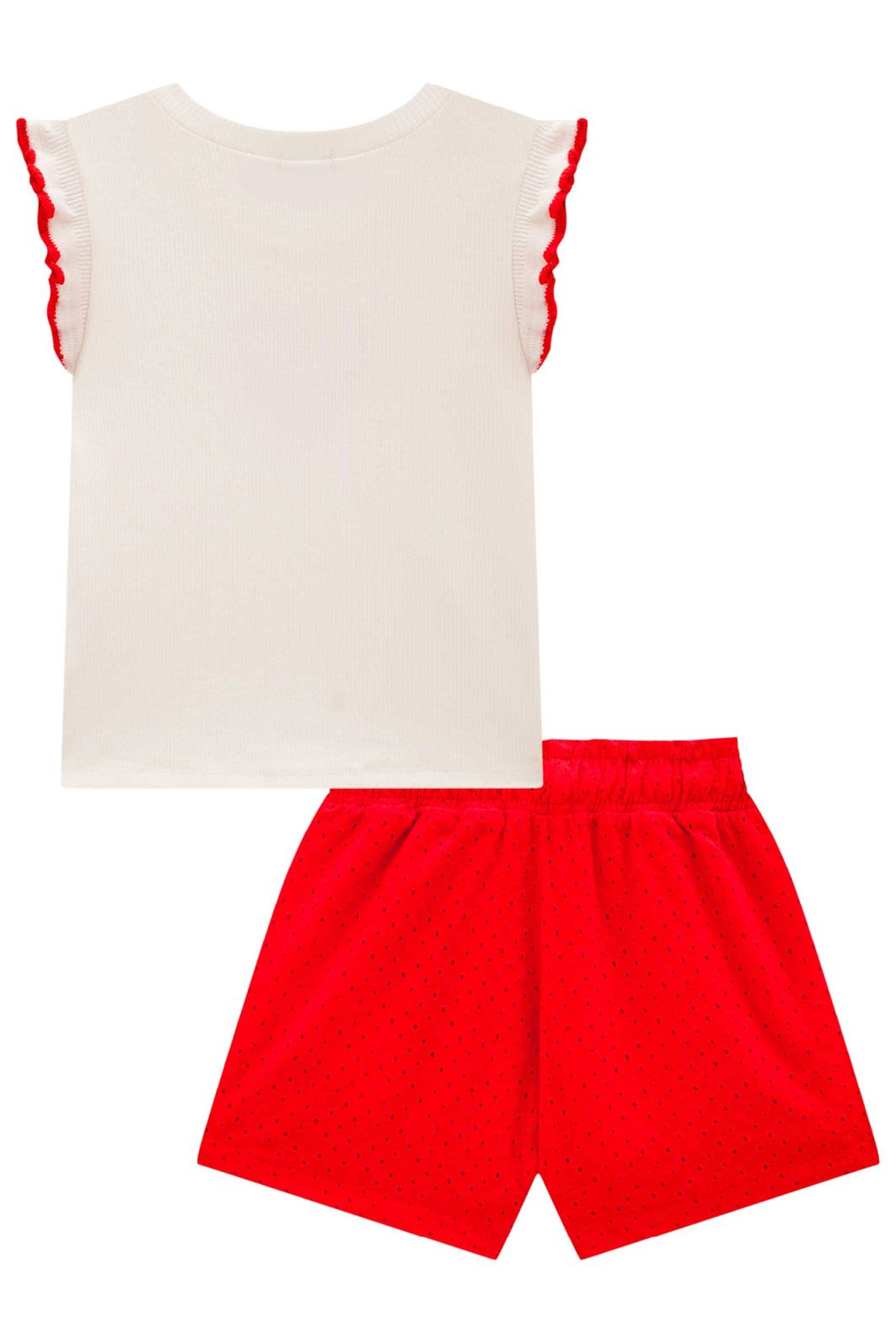 Conjunto de blusa em canelado liz e shorts em laise bordada 98683 Infanti Infantil Menina Conjunto de blusa em canelado liz e shorts em laise bordada 98683 Infanti Infantil Menina