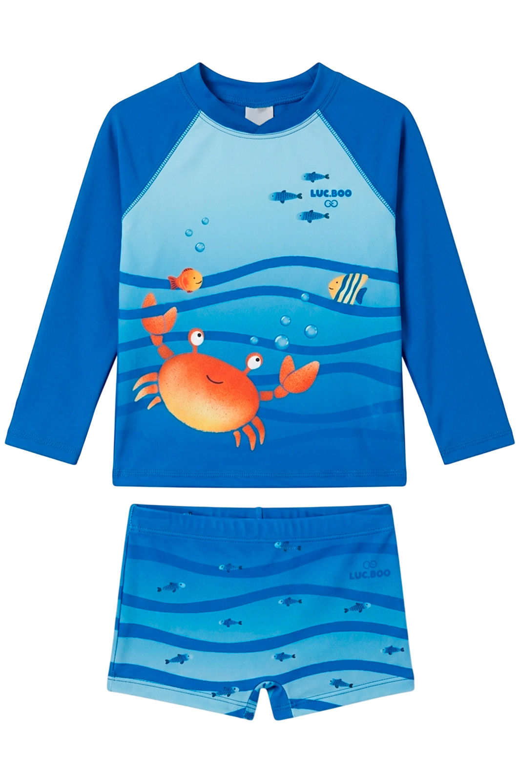 Conjunto de camiseta e sunga em malha UV dry com proteção UV50+ 24759 LucBoo Bebê Menino Conjunto de camiseta e sunga em malha UV dry com proteção UV50+ 24759 LucBoo Bebê Menino
