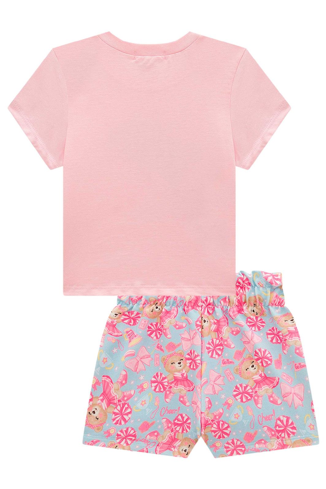 Conjunto de blusa em meia malha e shorts em molecotton 98354 Kukiê Infantil Menina Conjunto de blusa em meia malha e shorts em molecotton 98354 Kukiê Infantil Menina