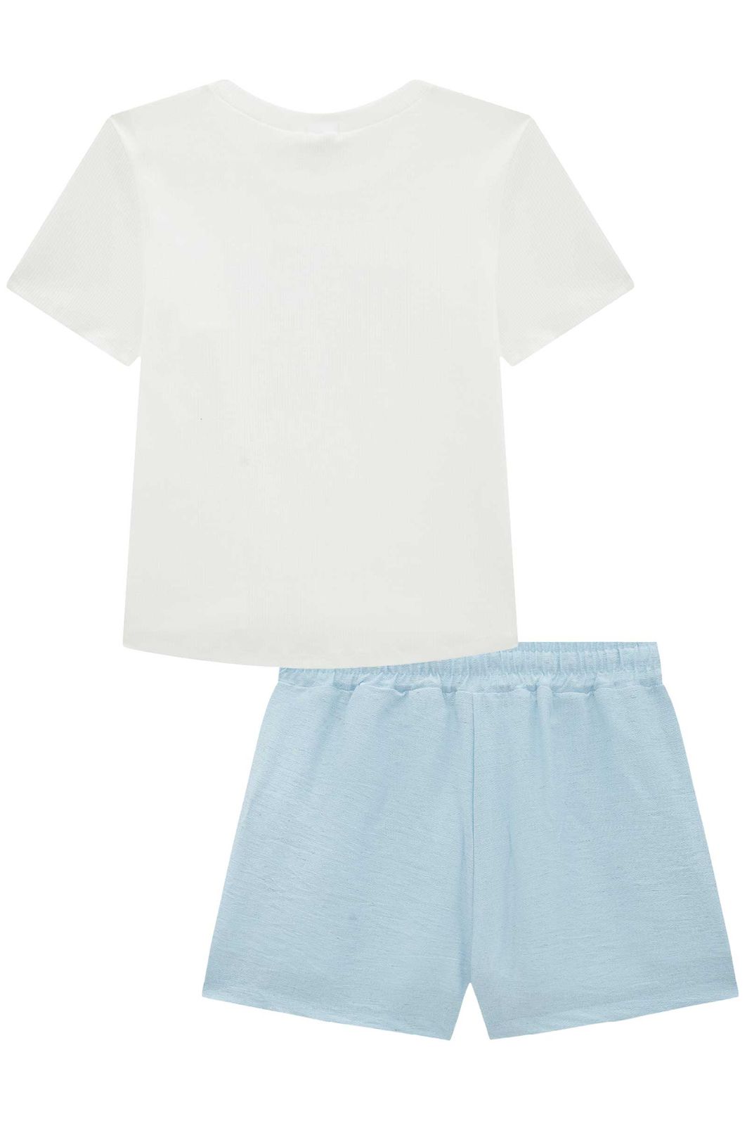 Conjunto de blusa em canelado liz e shorts em linho capri 94390 Vic Teen Menina