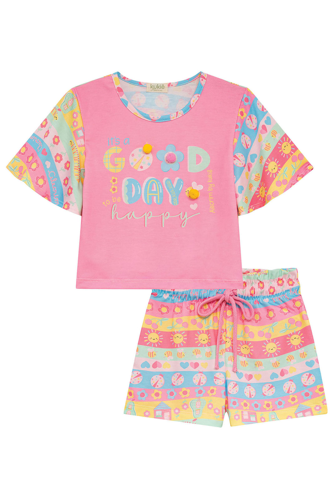 Conjunto de blusa e shorts em malha fresh 94610 Kukiê Infantil Menina Conjunto de blusa e shorts em malha fresh 94610 Kukiê Infantil Menina