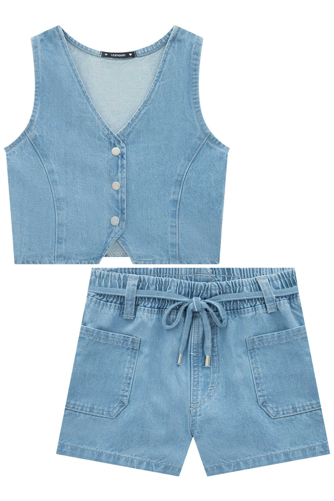 Conjunto de colete e shorts em jeans arkansas 96278 Lilimoon Teen Menina Conjunto de colete e shorts em jeans arkansas 96278 Lilimoon Teen Menina