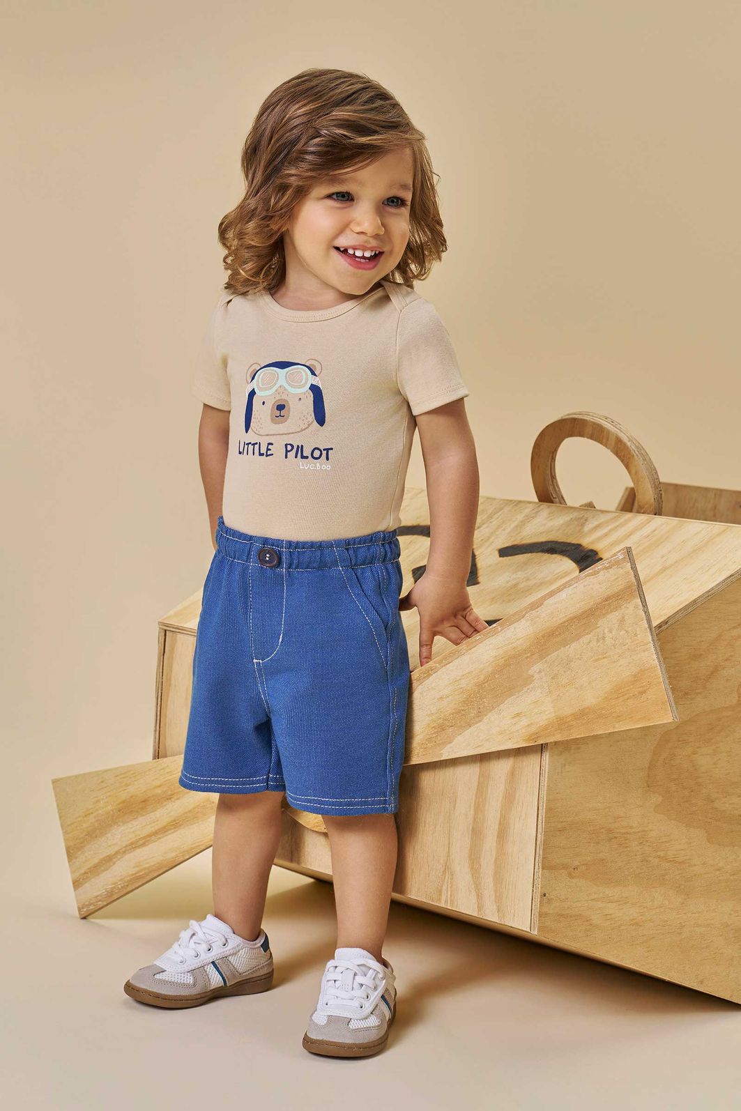 Conjunto de body em ribana 1x1 e bermuda em malha denim com elastano 94549 LucBoo Bebê Menino Conjunto de body em ribana 1x1 e bermuda em malha denim com elastano 94549 LucBoo Bebê Menino