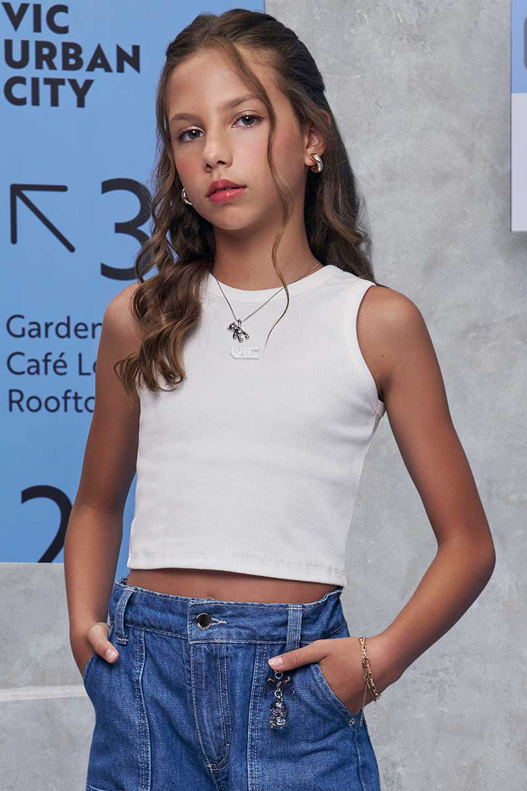 Regata em canelado liz 97929 Vic Teen Menina Regata em canelado liz 97929 Vic Teen Menina