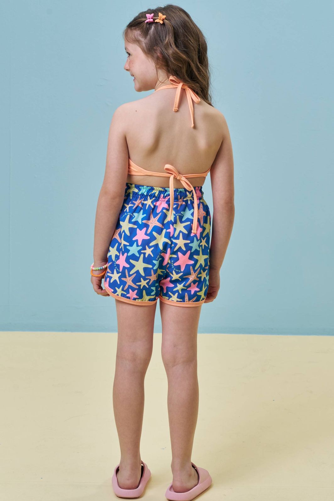 Short saída de praia de nylon ergonomic com elastano 95650 Kukiê Infantil Menina