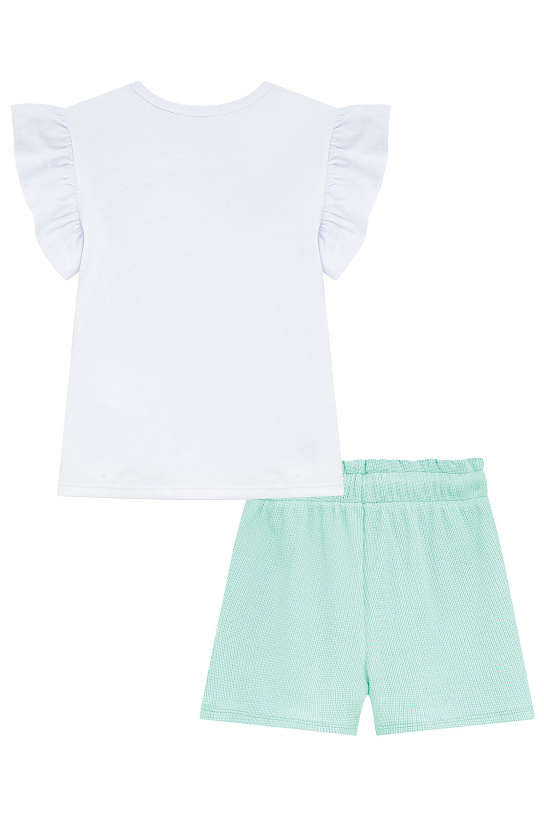 Conjunto de blusa em meia malha e shorts em malha waffle 95971 Kukiê Infantil Menina Conjunto de blusa em meia malha e shorts em malha waffle 95971 Kukiê Infantil Menina